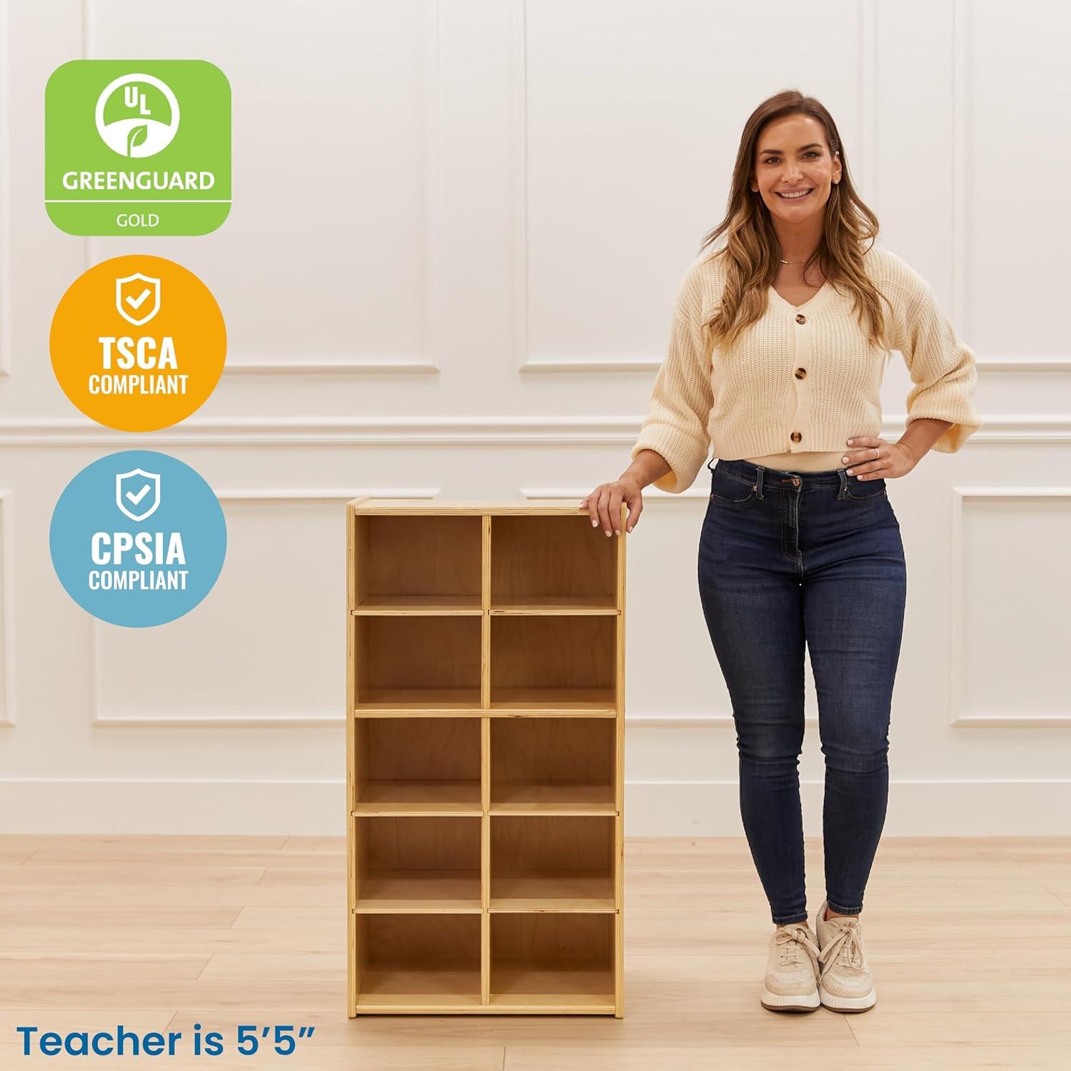 ECR4Kids ECR4Kids Streamline 10 Cubby Tray Cabinet 5x2, Classroom Furniture