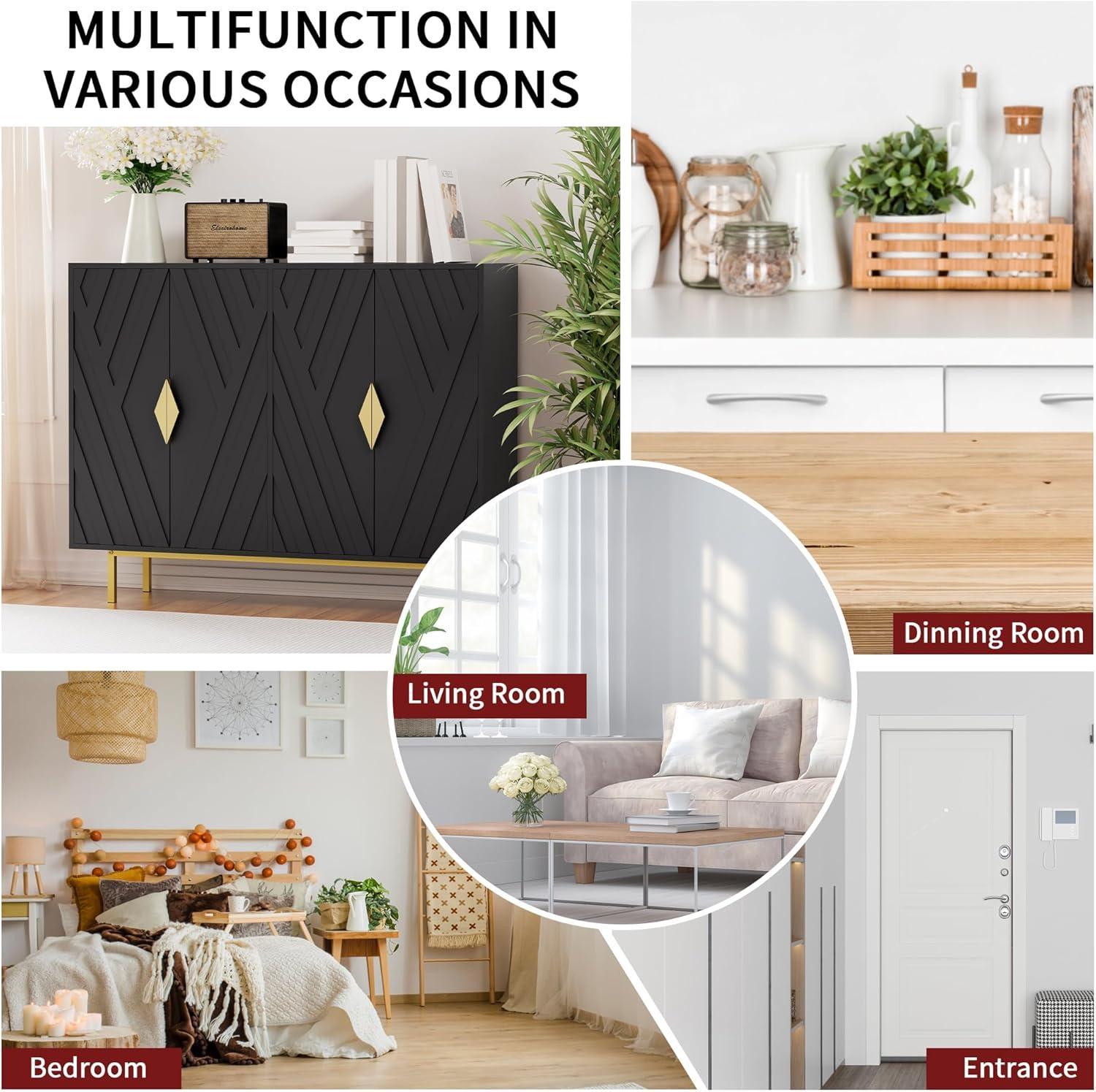 Mercer41 47.2" Accent Cabinet With 3D Geometric Doors