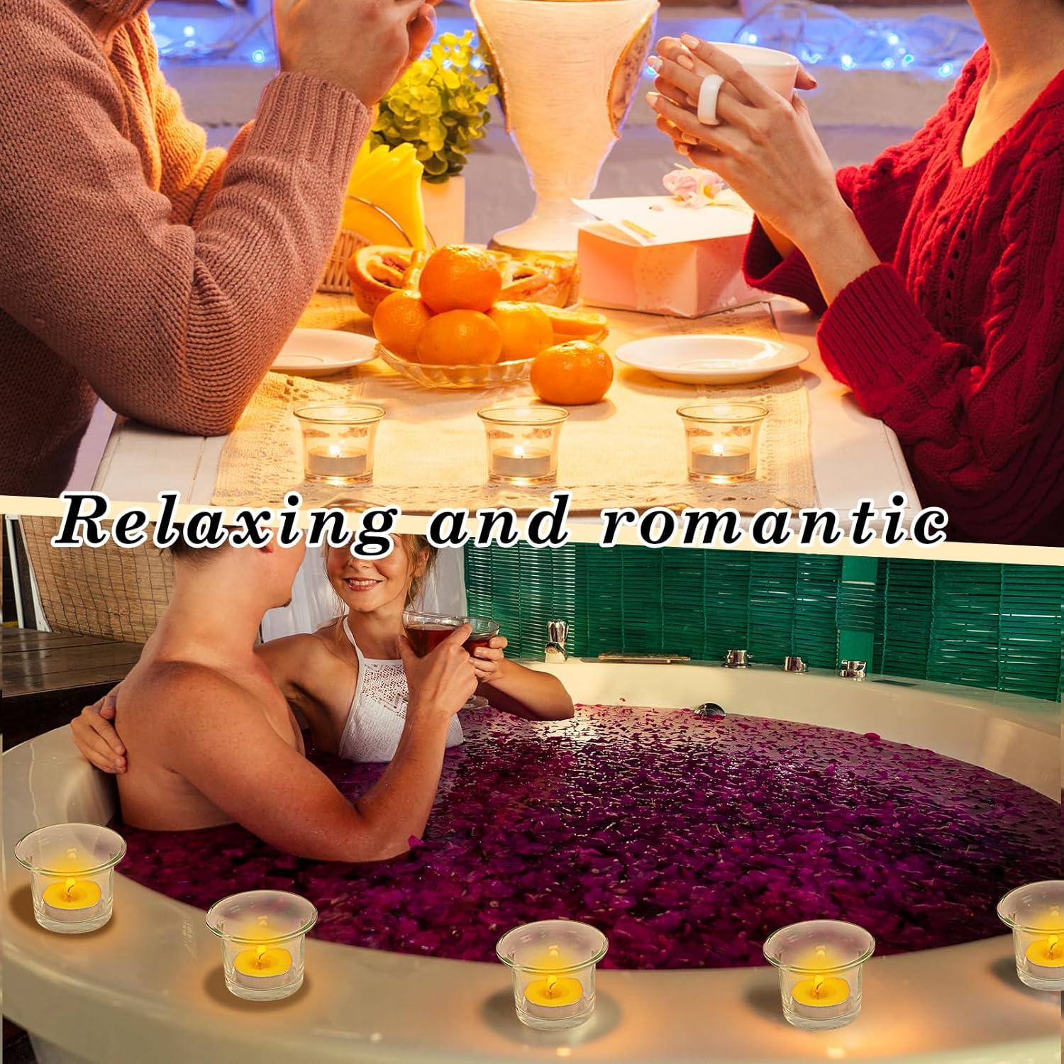 Glass Votive Candle Holders,Tealight Candle Holder for Wedding Holiday Birthday Party Dinner & Home Decor,Set of 12