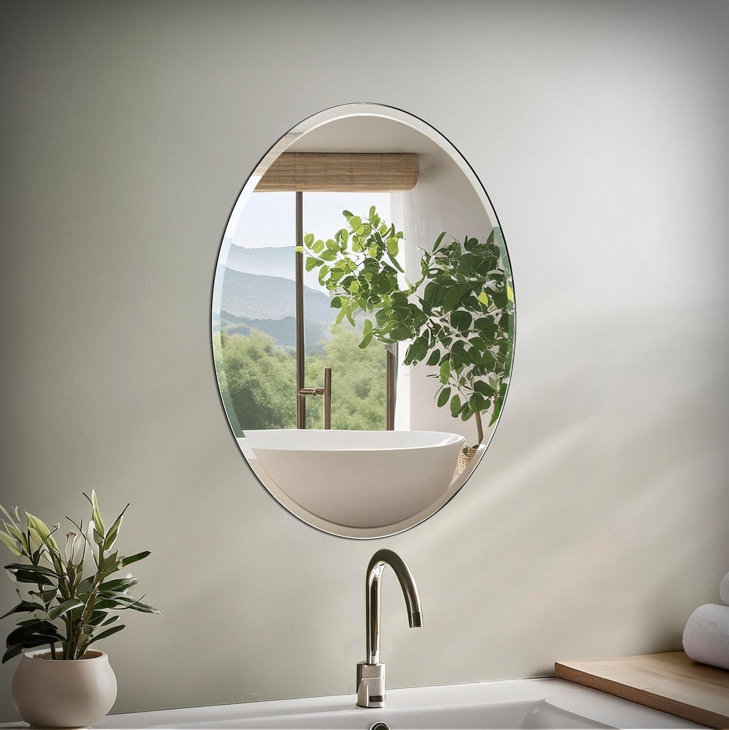 Flush Mount 26.5"H Frameless Oval Mirror