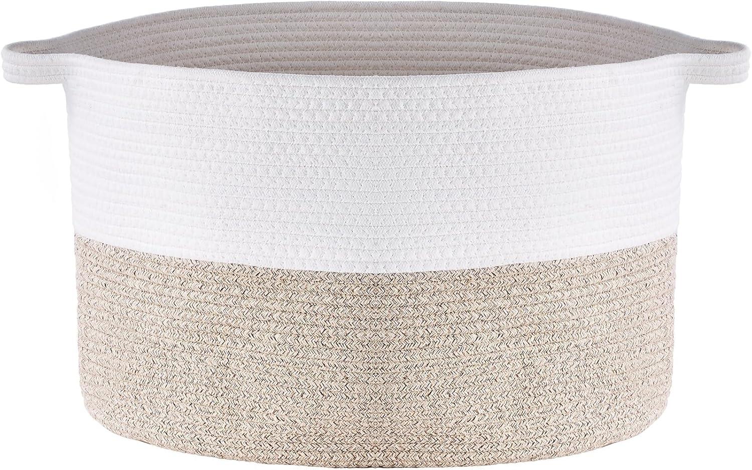 VEVOR Cotton Rope Storage Basket 67L Woven Blanket Basket 20 x 20 x 13 in