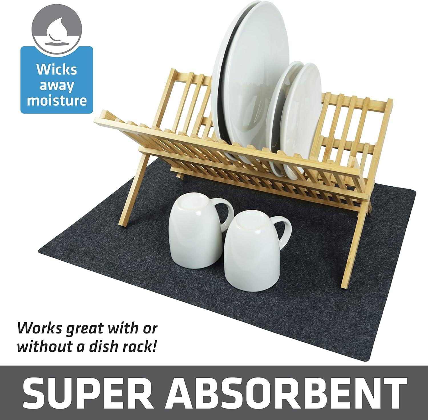 Drymate Low-Profile Dish Drying Mat, Drip Pad For Kitchen Counter - Thin/Absorbent/Waterproof/Easy To Clean