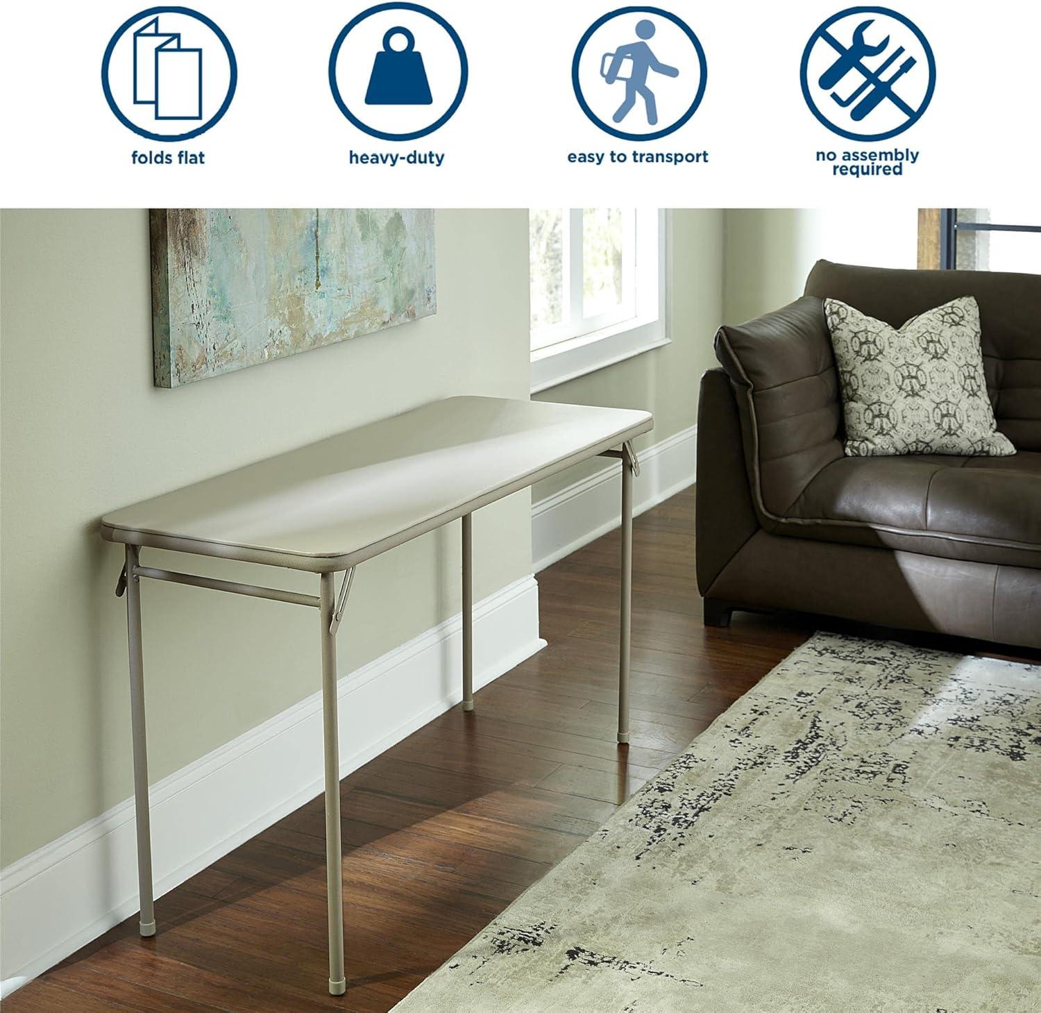 COSCO 20" x 48" Vinyl Top Serving Folding Table