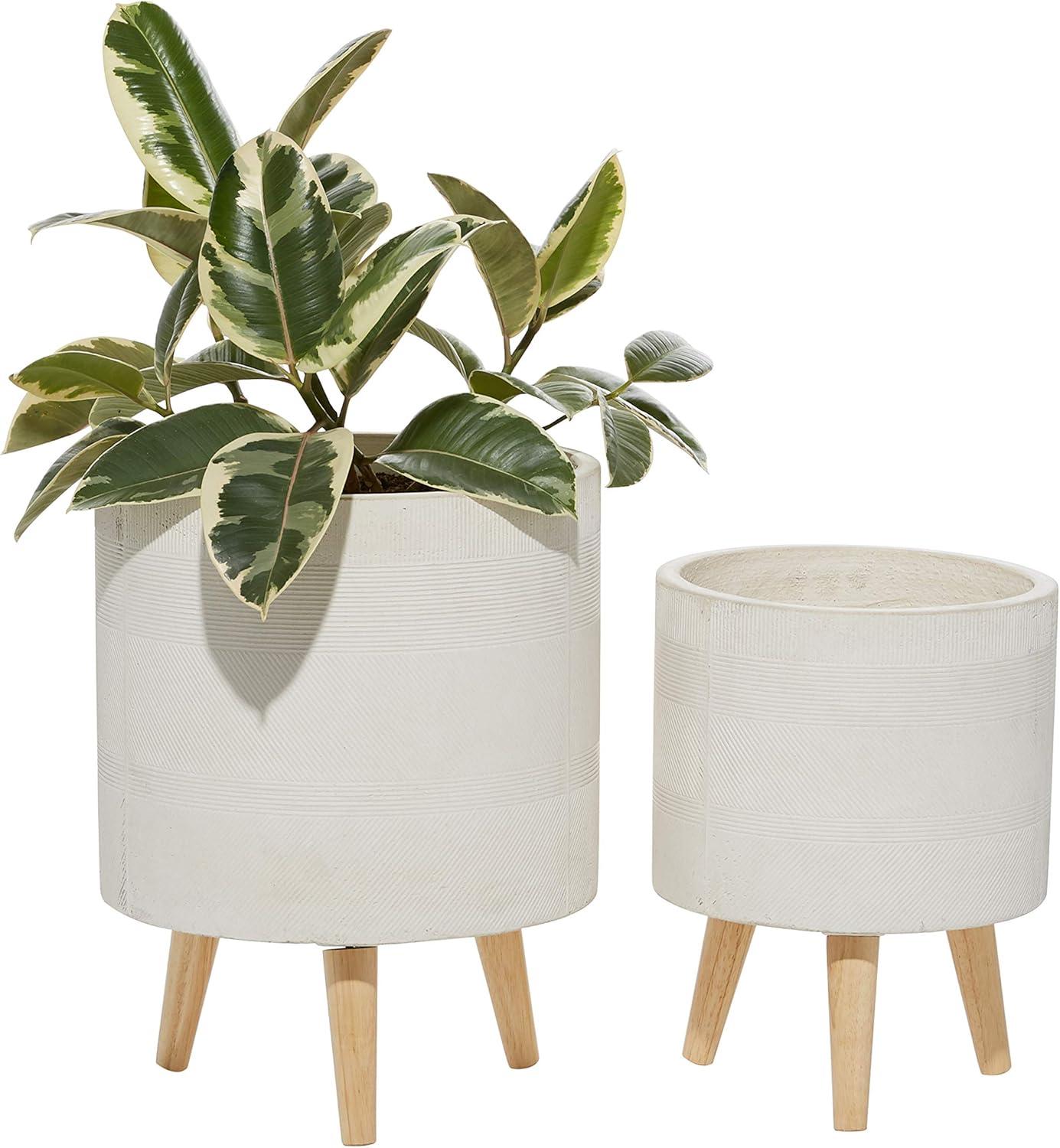 Set of 2 Cylindrical Fiberclay Planters - Olivia & May