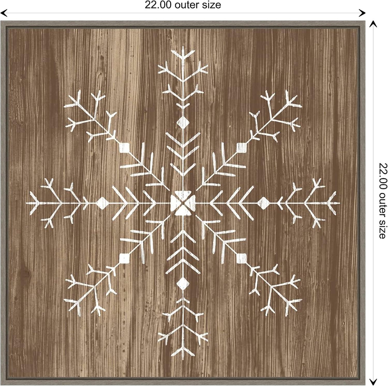 22" x 22" Barnwood Snowflake Framed Canvas Wall Art