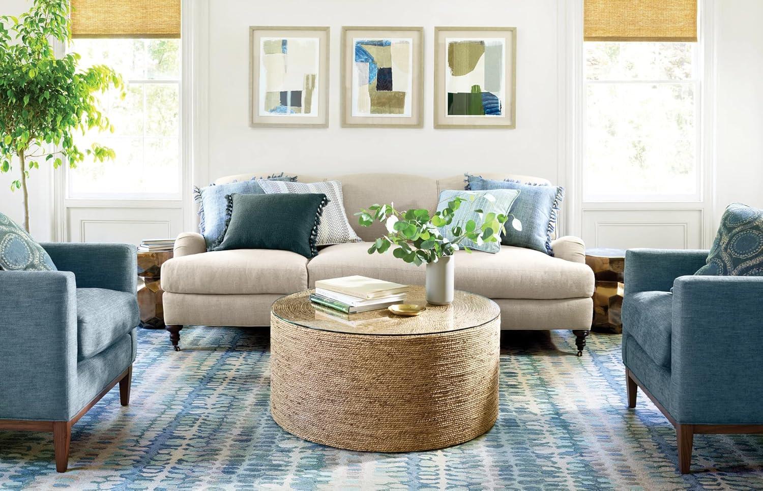 Paint Chip Abstract Hand Wool Indigo/Denim/Beige Area Rug
