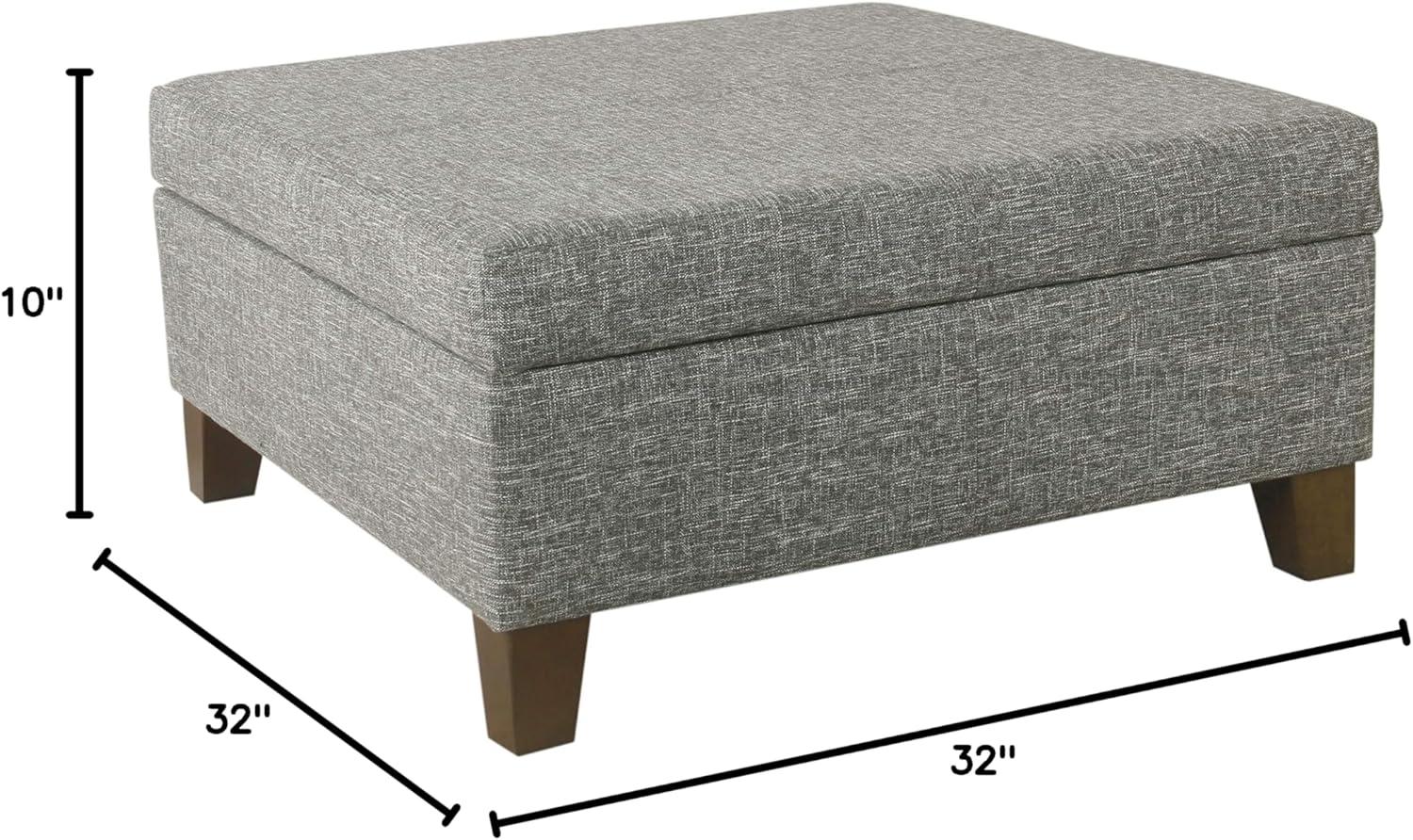 32" Luxury Square Storage Ottoman Slate Gray - HomePop: Textured Fabric, Hinged Lid, Wood Legs, Easy Assembly