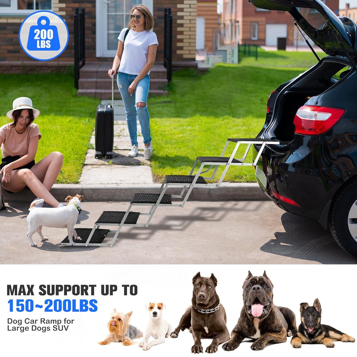 Portable Folding Dog Stairs For Cars, SUV, Trucks, For Large Dogs With Non-Slip Surface, 6 Steps