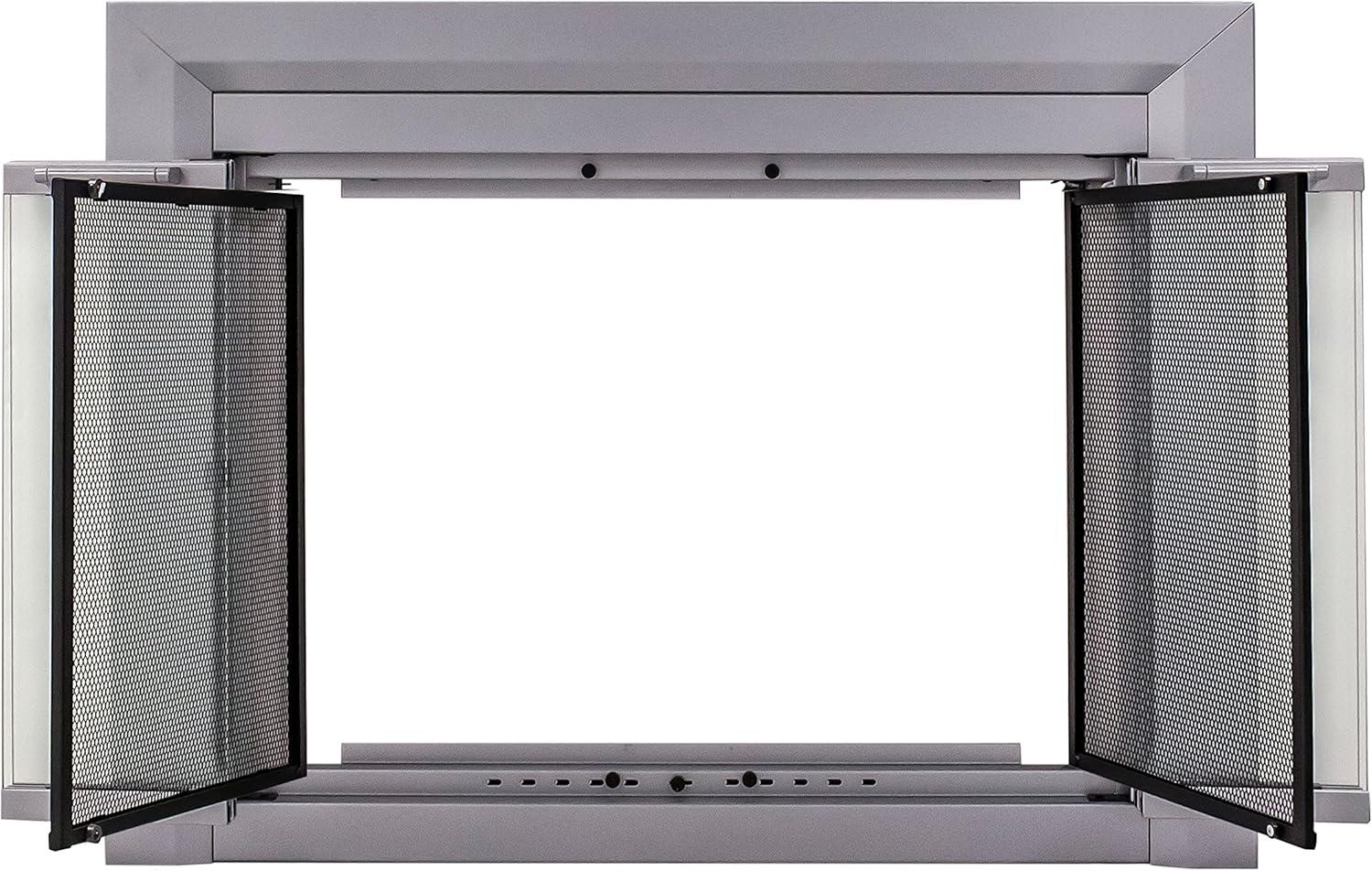 Clairmont Medium Skyline Nickel Fireplace Glass Doors