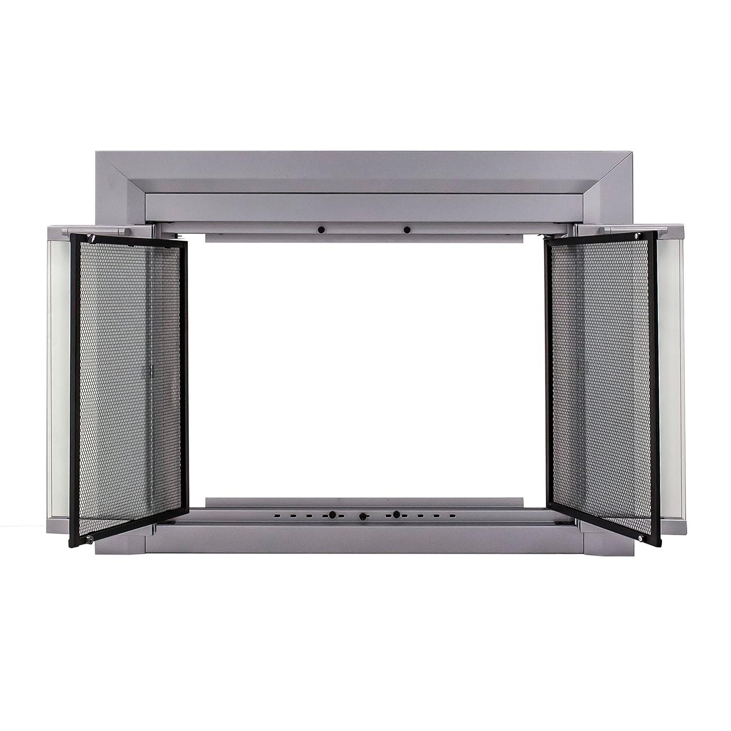 Clairmont Medium Skyline Nickel Glass Fireplace Doors