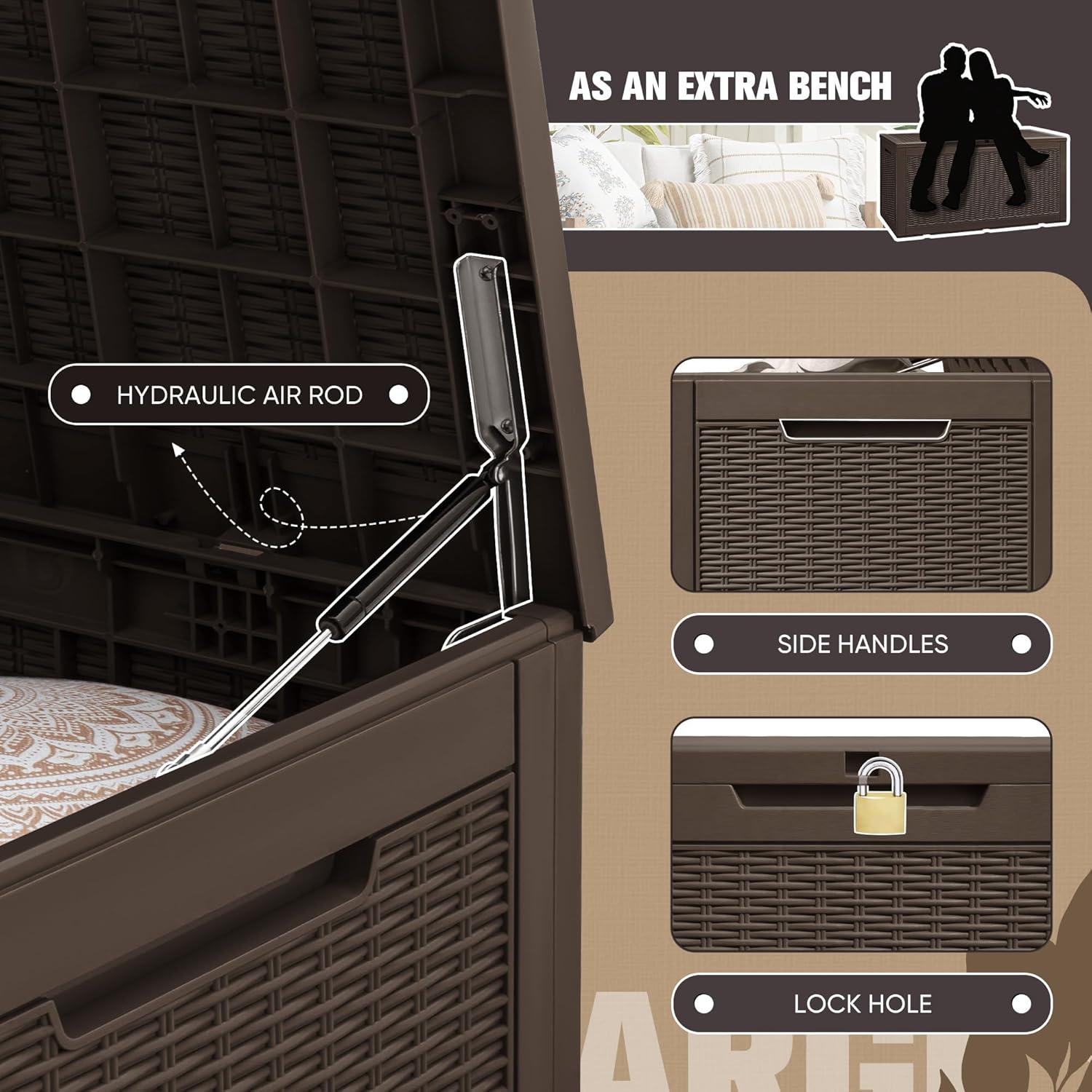 GUNJI GUNJI 100 Gallon Water Resistant Resin Lockable Deck Box