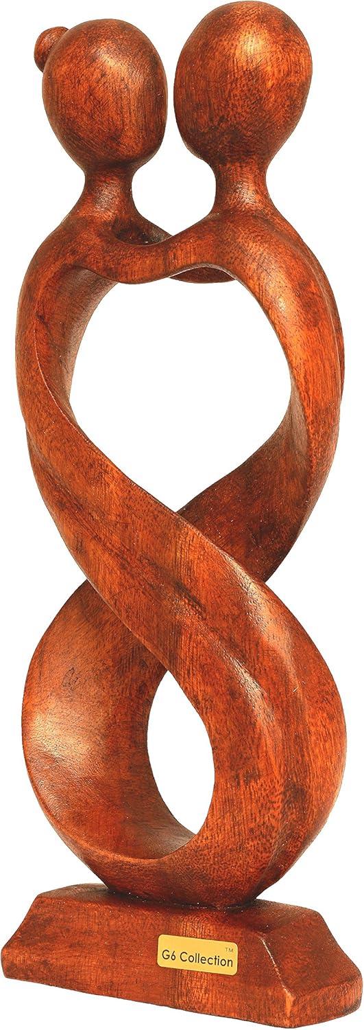 G6 Collection 12" Wooden Handmade Abstract Sculpture Statue Handcrafted - Infinite Love - Gift Art Decorative Home Decor Figurine Accent Decoration Artwork Hand Carved Infinite Love