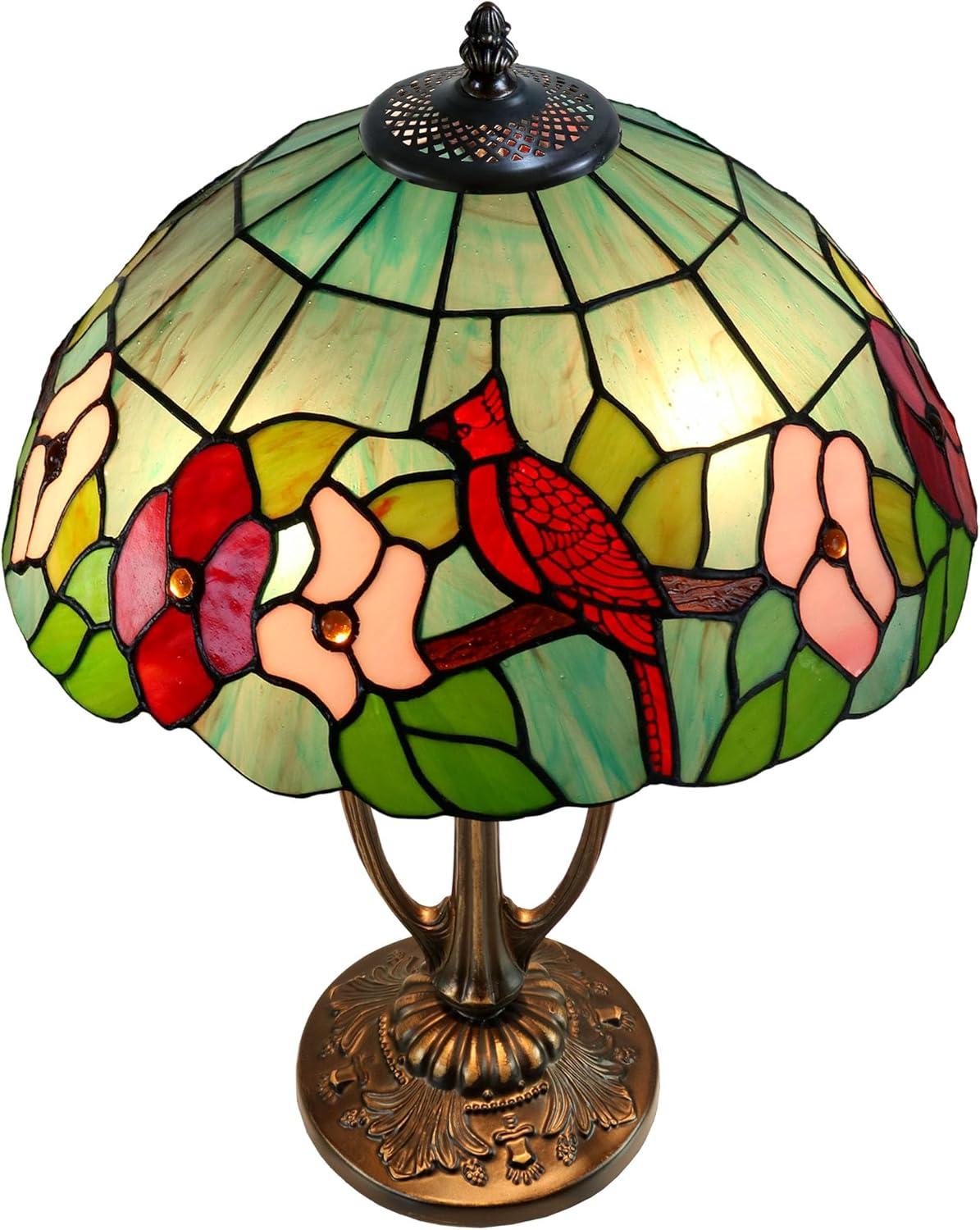 Dale Tiffany 2-Light Resin & Art Glass Table Lamp in Antique Bronze/Green