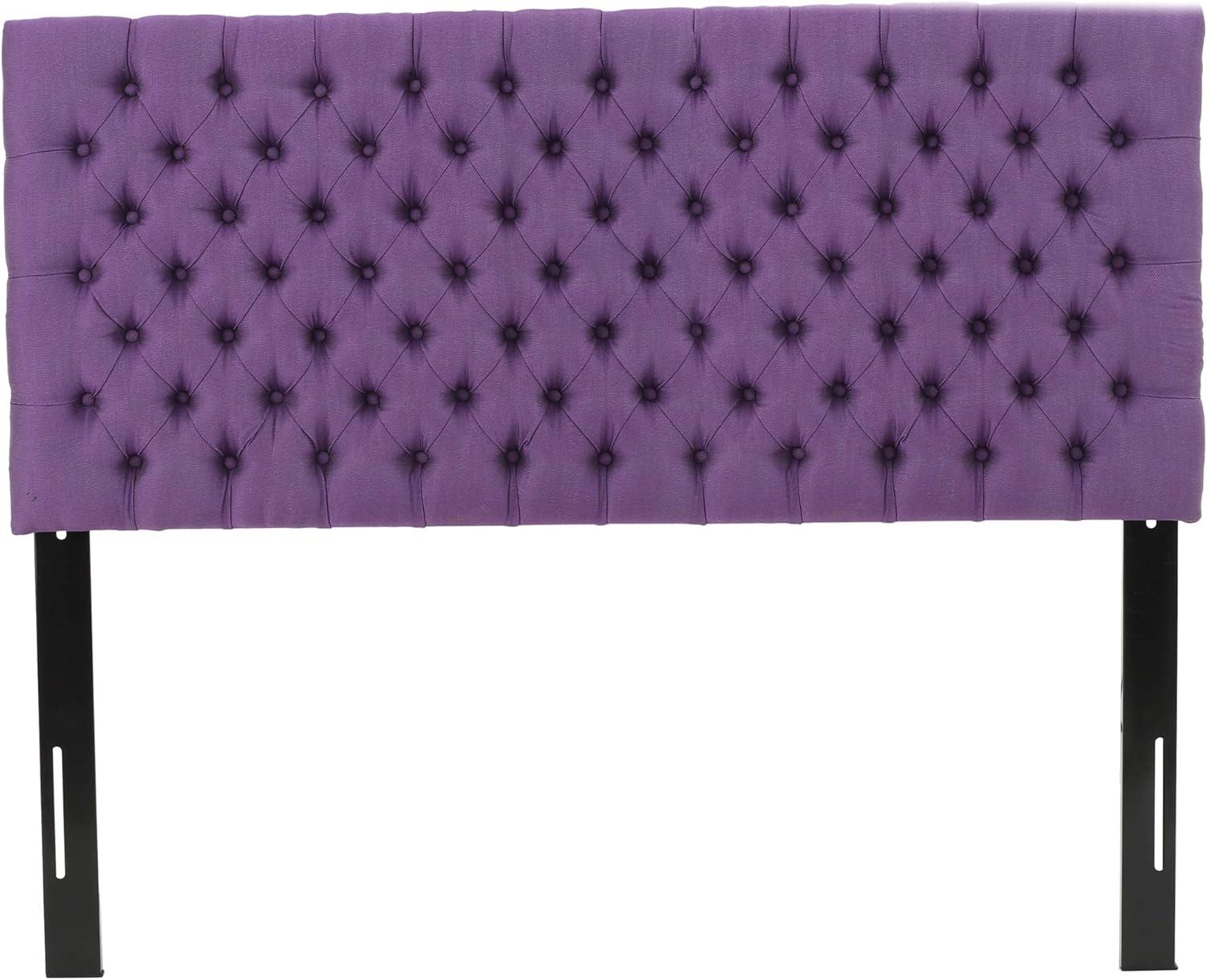 Queen/Full Jezebel Button Tufted Fabric Headboard Light Purple - Christopher Knight Home: Upholstered, Adjustable Height