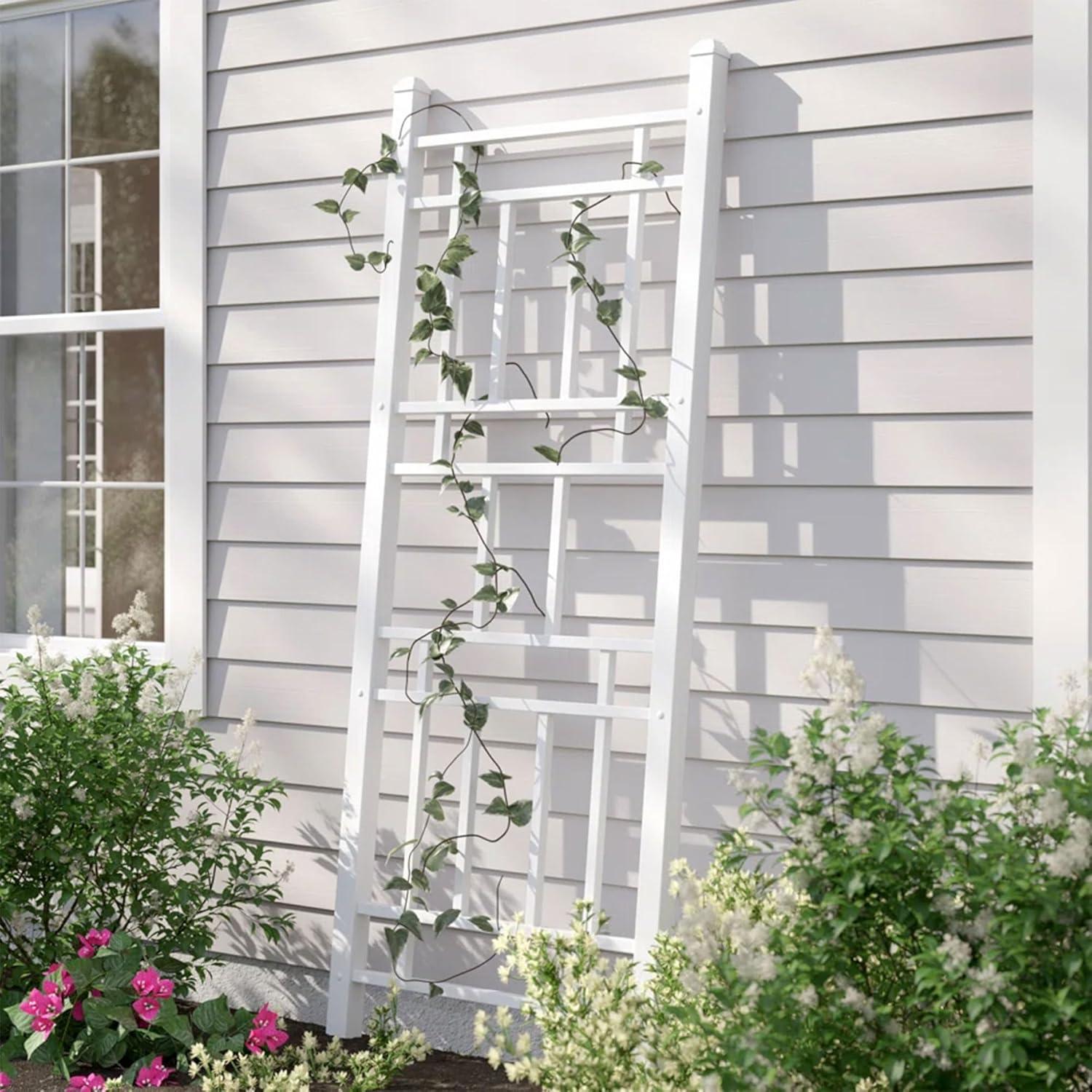 Dura-Trel Wellington 28"x75" Indoor Outdoor Garden Trellis Plant Support for Vines & Climbing Plants, Flowers, & Vegetables w/Ground Stakes White