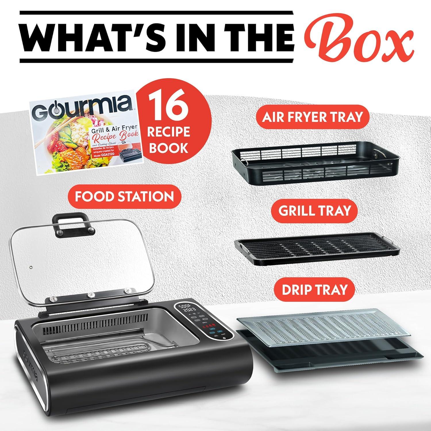 Gourmia Gourmia 6?Qt Smokeless Indoor Grill & Air Fryer FoodStation with Smoke Extracting Technology