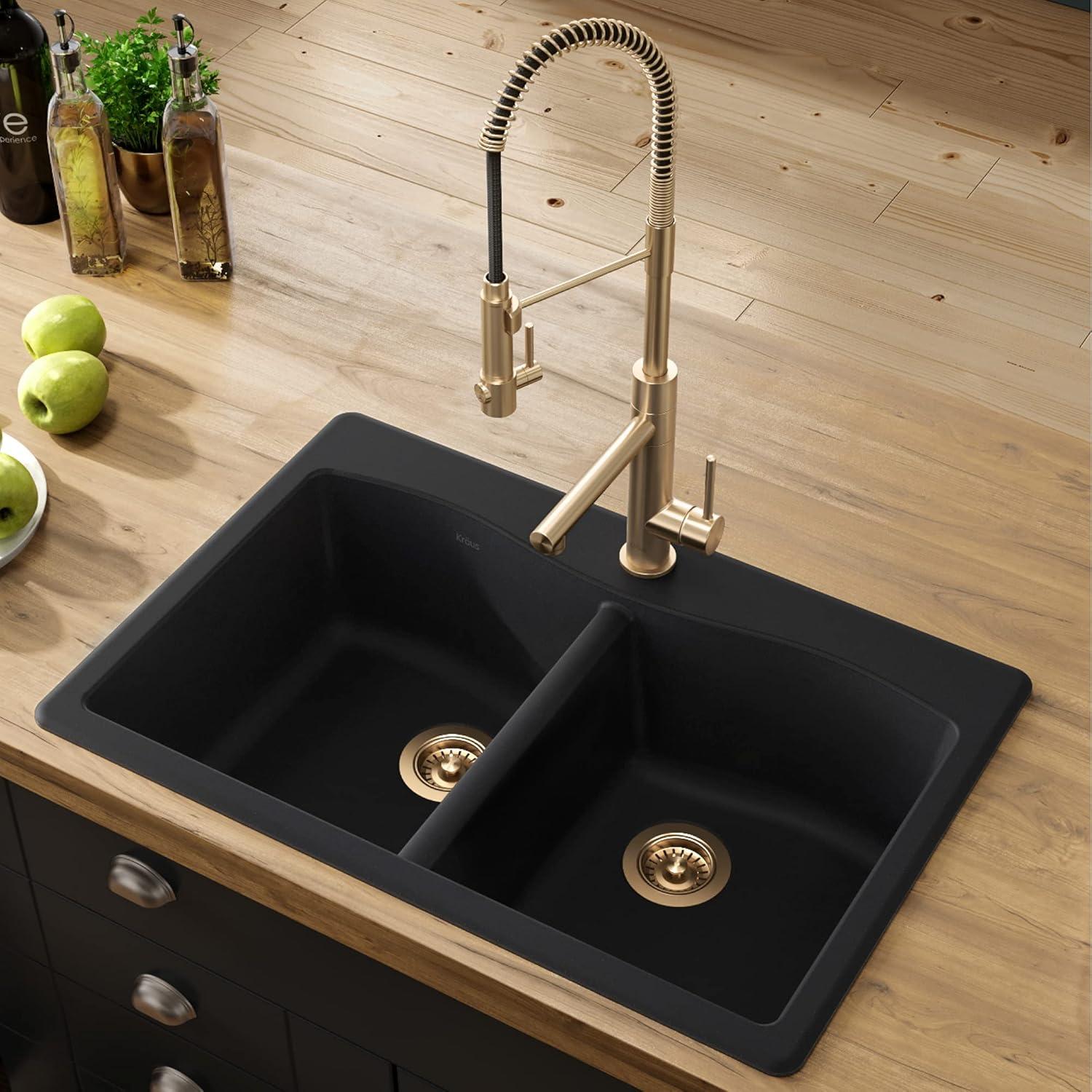 KRAUS Forteza™ 33" L Dual Mount 50/50 Double Bowl Granite Kitchen Sink