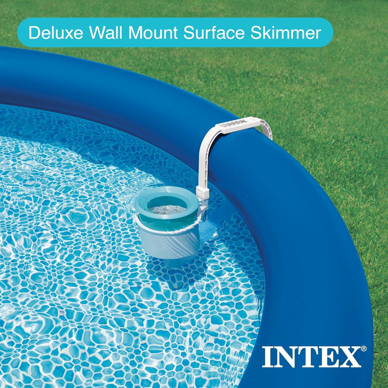 Intex Deluxe Automatic Surface Skimmer Bundled with Maintenance Kit w/ Vacuum & Pole, Swimming Pool Cleaning Tools for Above Ground and InGround Pools