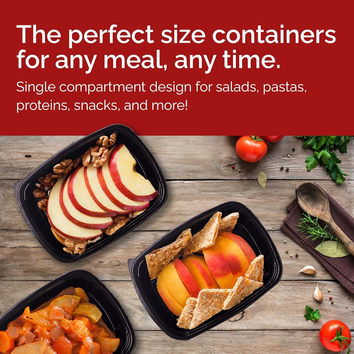 Diska NuLife 32oz Rectangular Food Container 50 Set | Black PP Polypropylene Containers With Lids For Storage | Microwave & Freezer Safe | Eco-Friendly, BPA-Free