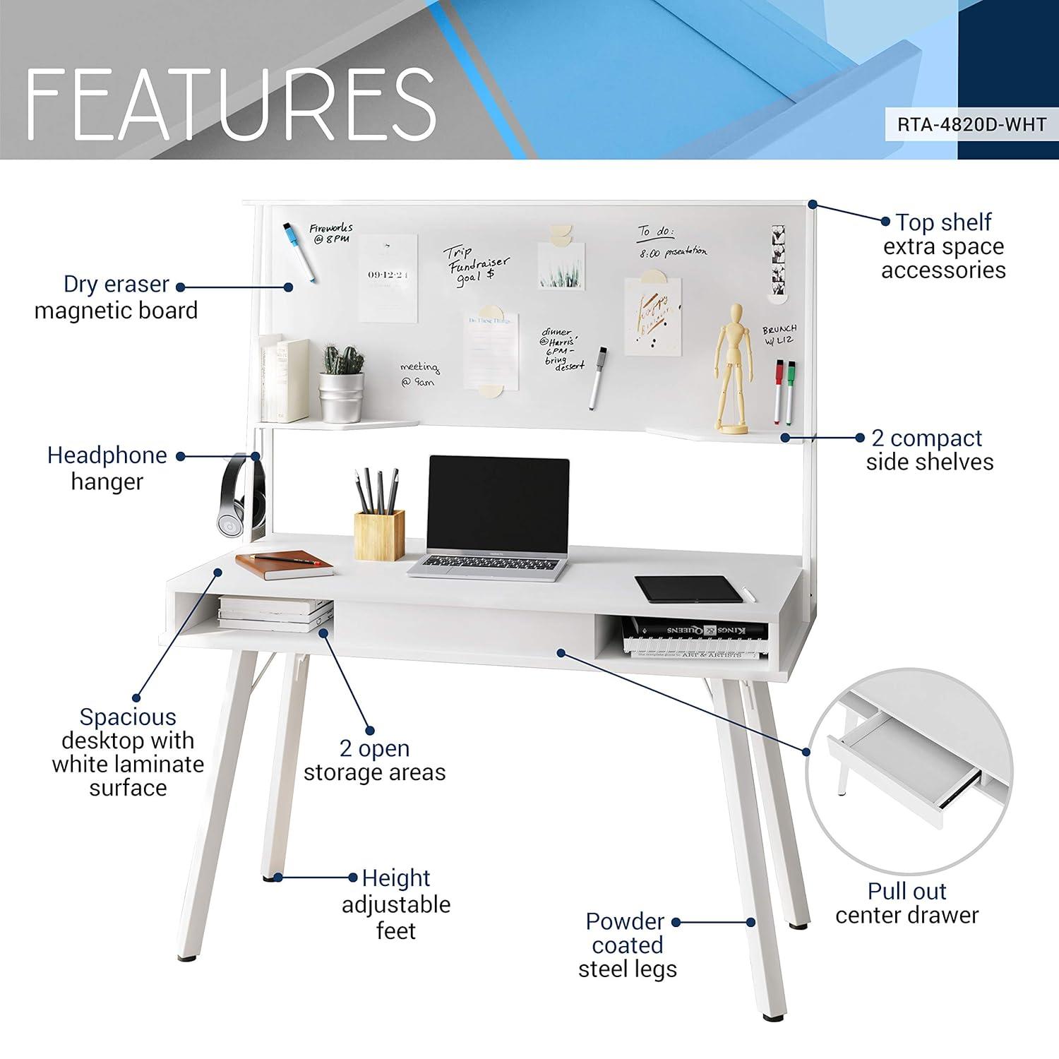 Computer Desk with Storage, Hutch & Magnetic Board - Techni Mobili
