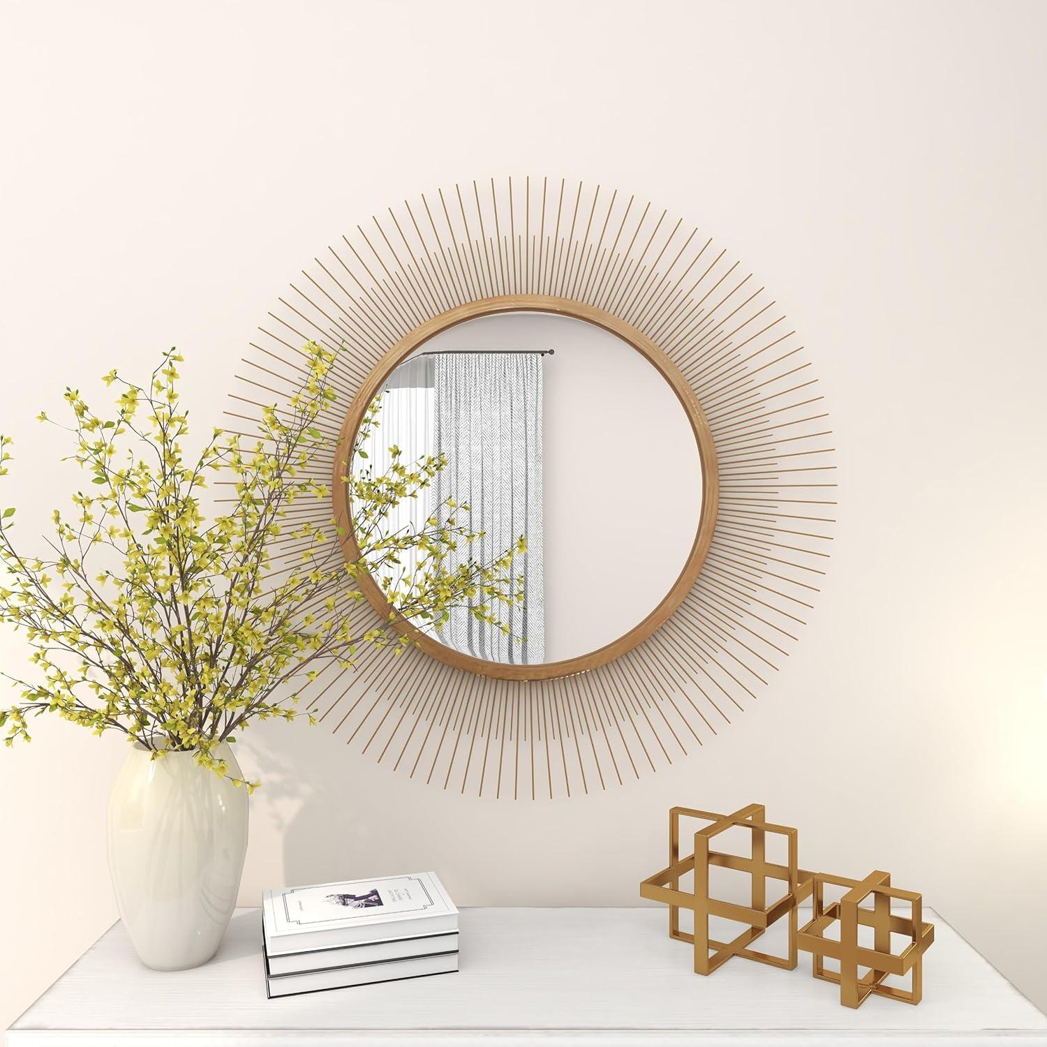 36" Metal Starburst Wall Mirror Gold - Olivia & May