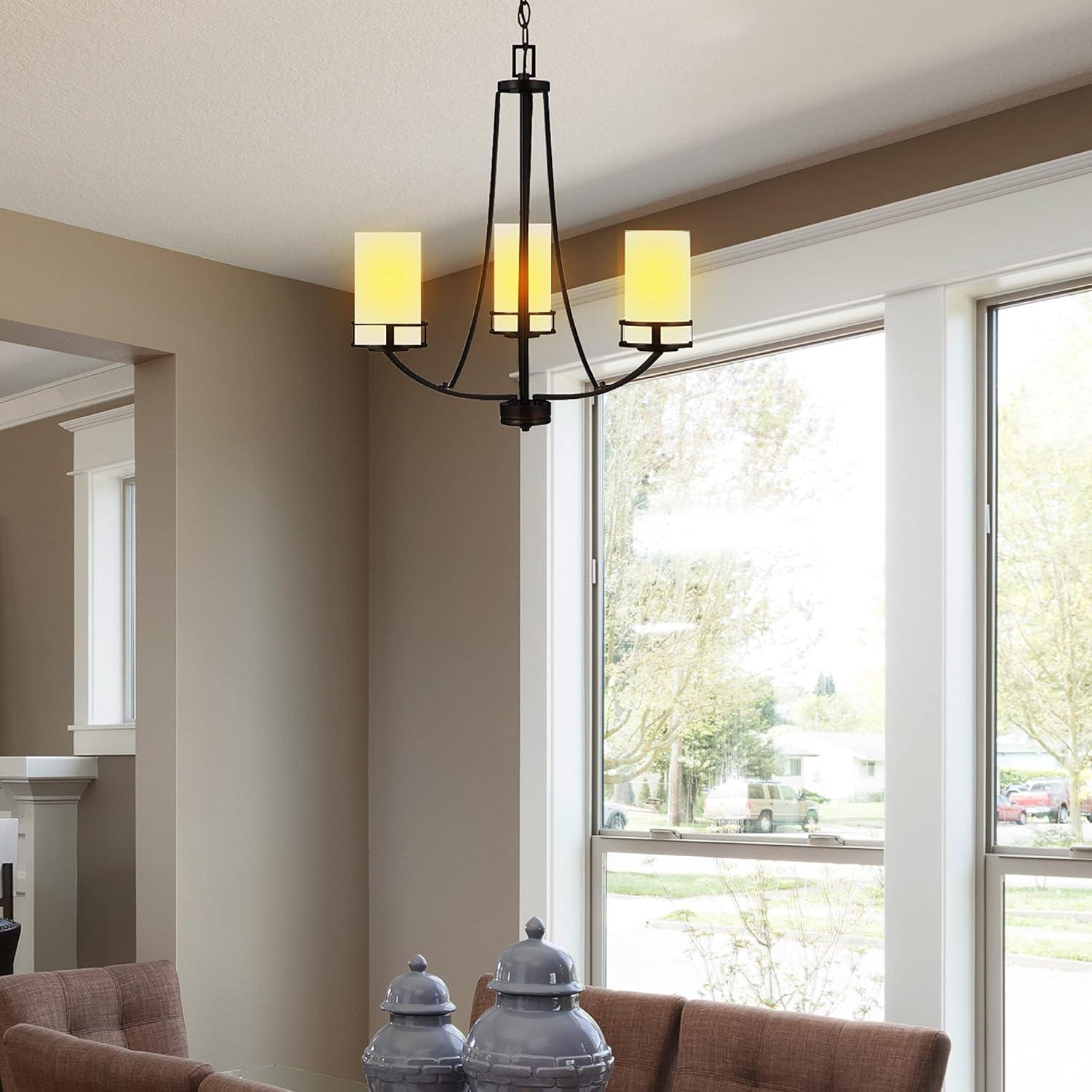 Generation Lighting 3-Light Robie Chandelier Bronze 3121603-710, Modern Ceiling Light Fixture for Room Decor| Chandelier for Dining Room or Living Room Uses A19 Standard or LED Light Bulbs