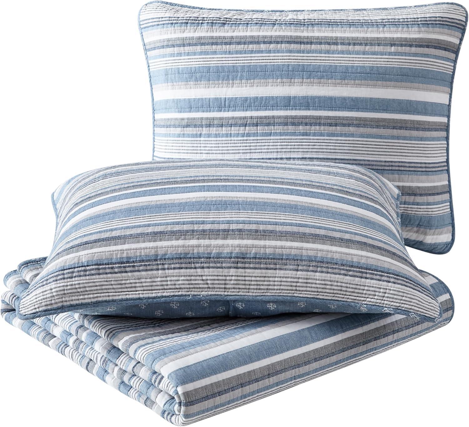 Nautica Nautica Jettison Cotton Reversible Blue Quilt Set