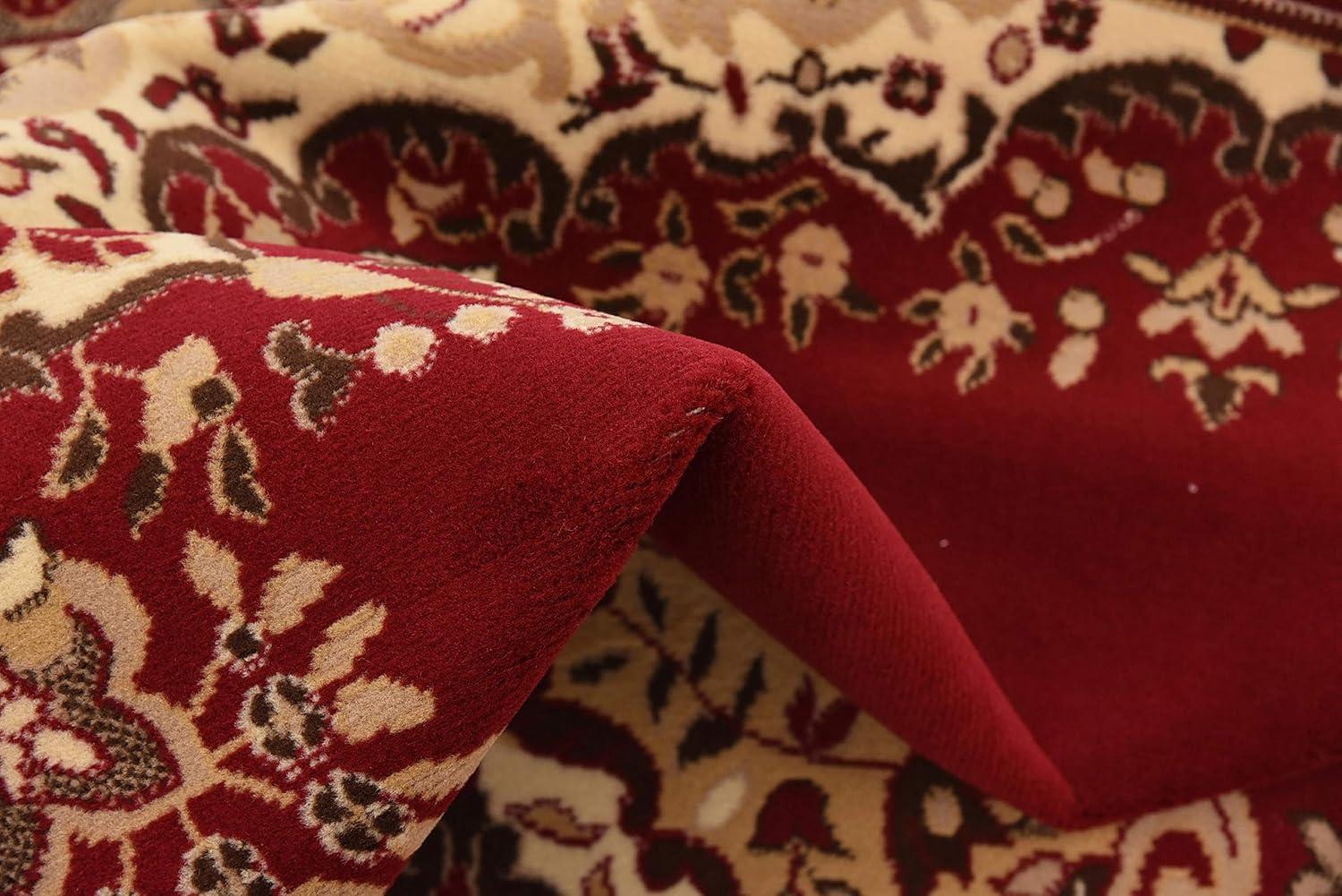 Elegant Medallion 9' x 12' Synthetic Area Rug in Red, Black, and Cream
