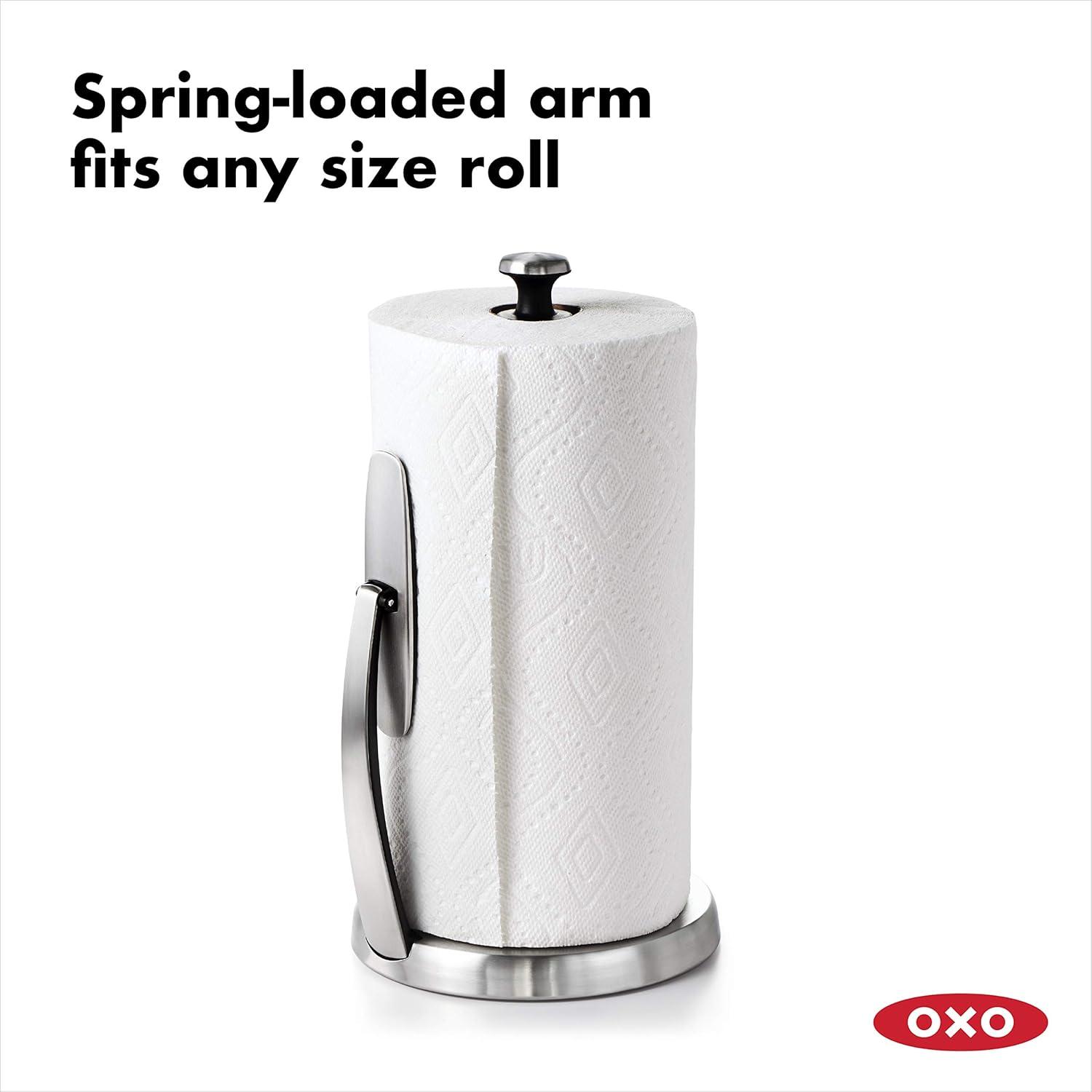 Stainless Steel and Black Freestanding Paper Towel Holder