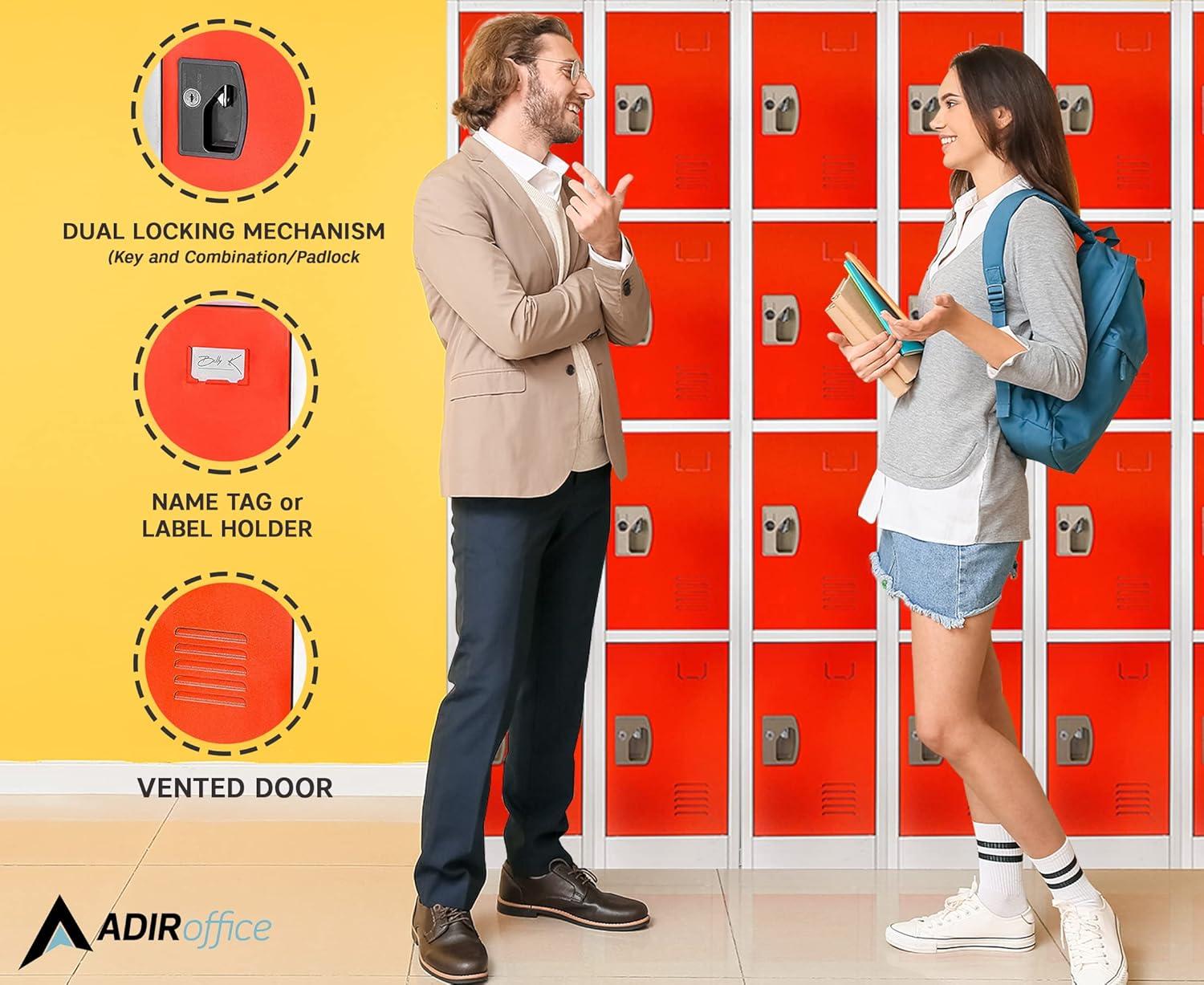 AdirOffice 12'' Wide Steel 4-Tier School and Gym Locker