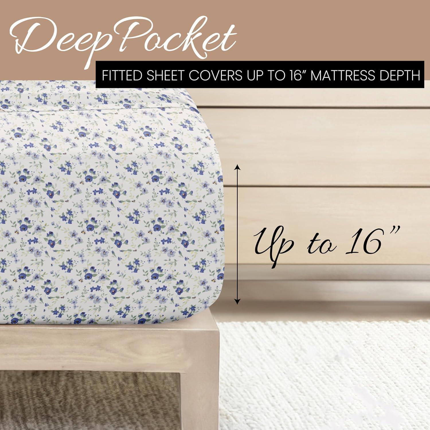 Simply Soft 4 Piece Floral Patterned Bed Sheet Set