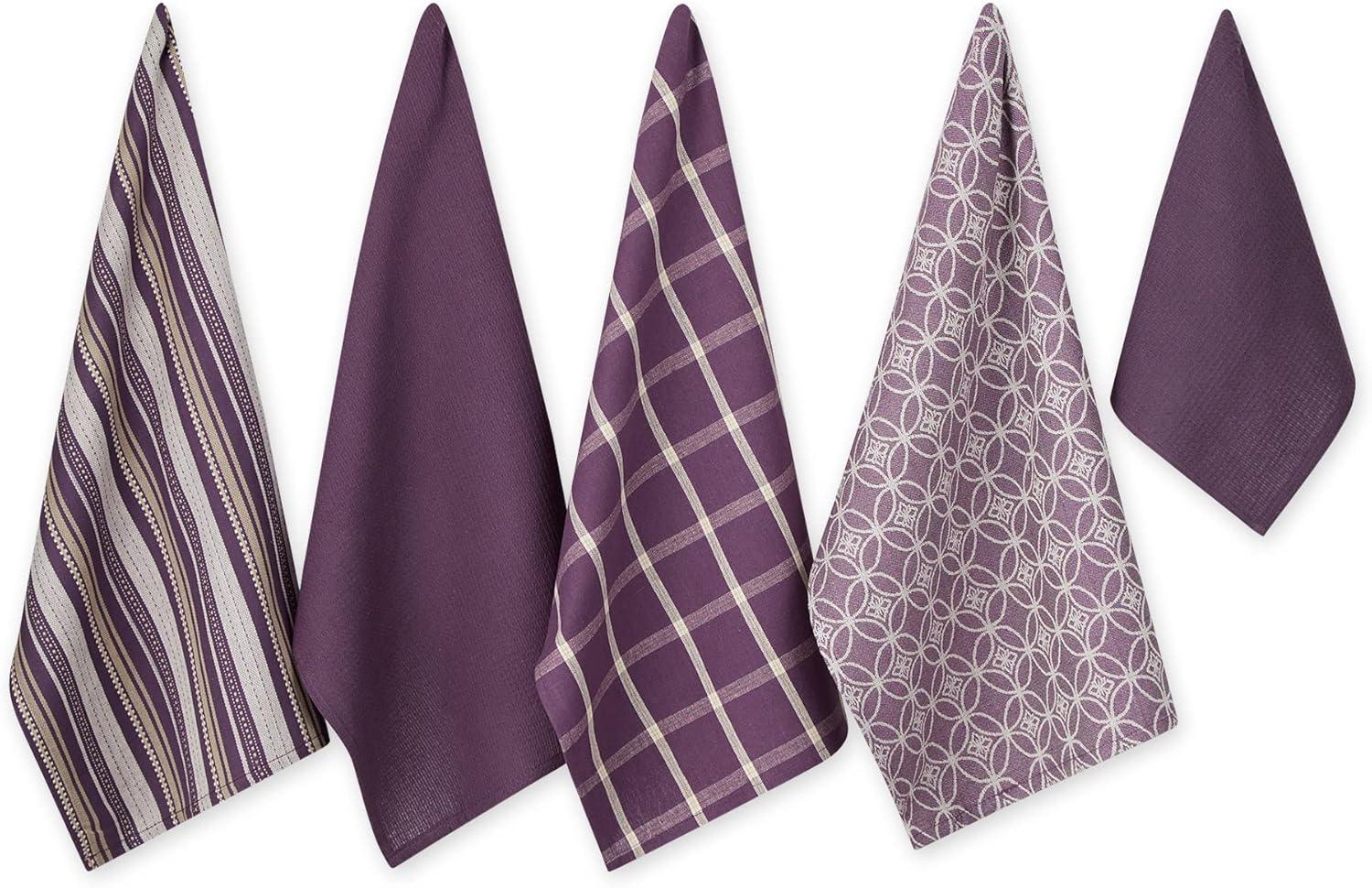 Assorted Eggplant Dishtowel & Dishcloth (Set of 5)