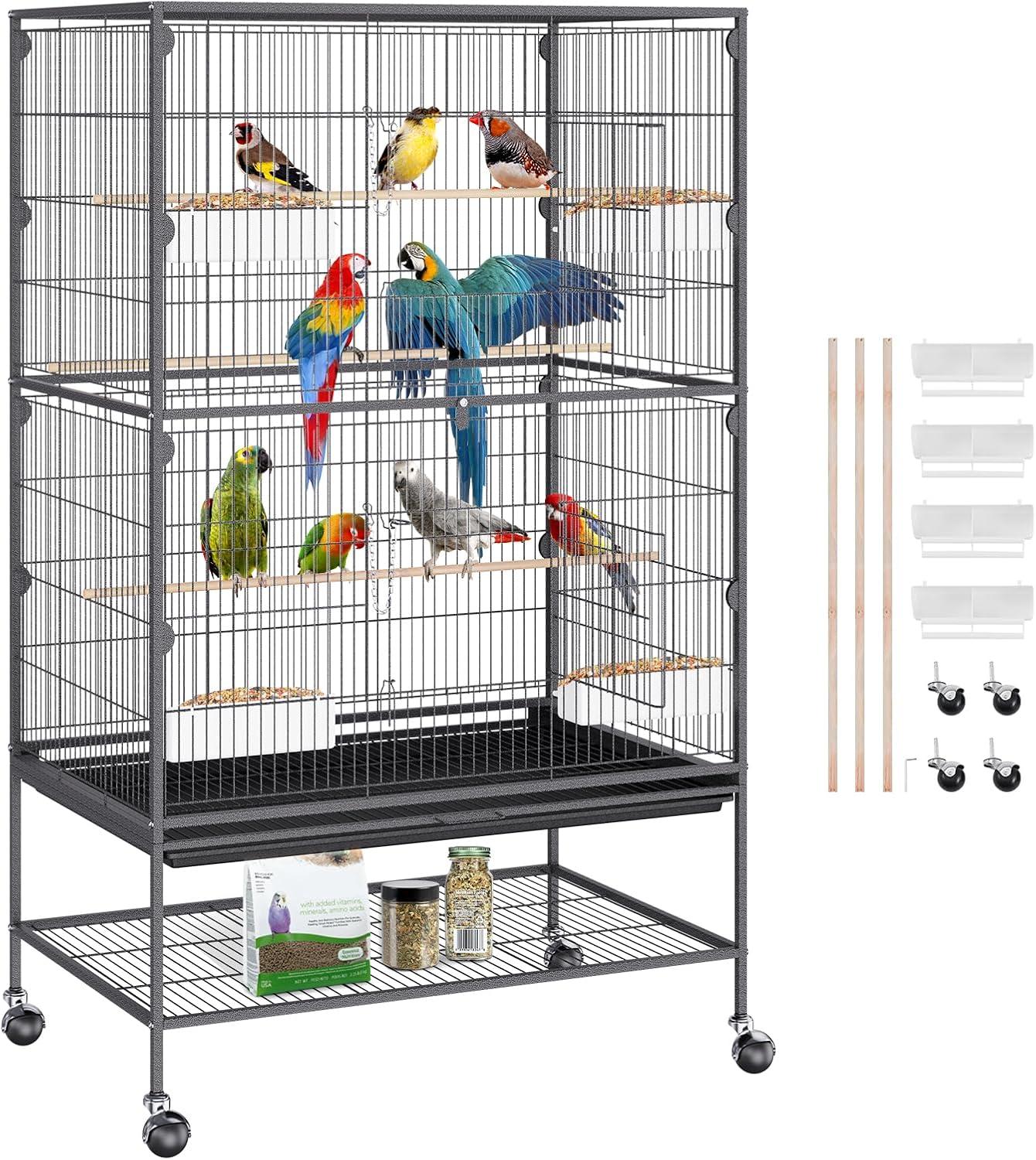 VEVOR Carbon Steel Flight Bird Cage for Parakeets, Cockatiels, Parrots 31*20*52inches