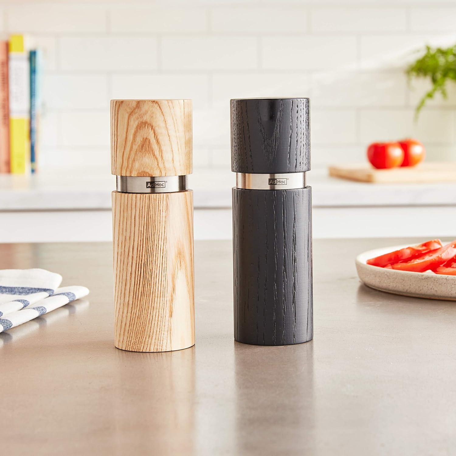 AdHoc Textura Salt & Pepper Mill Gift Set with Ceracut, Black and Tan 5.5"