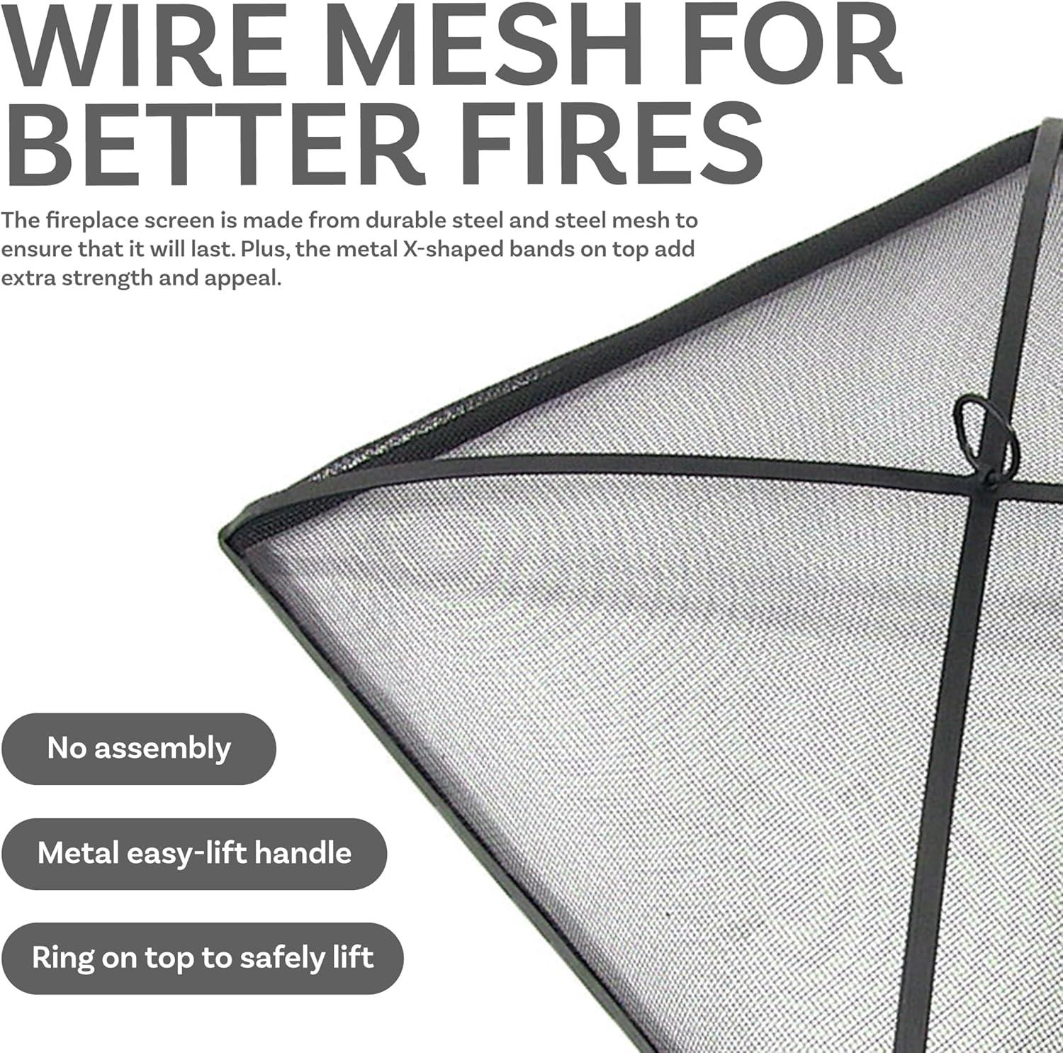 SunnyDaze Decor Square Steel Mesh Black Fire Pit Spark Screen Cover