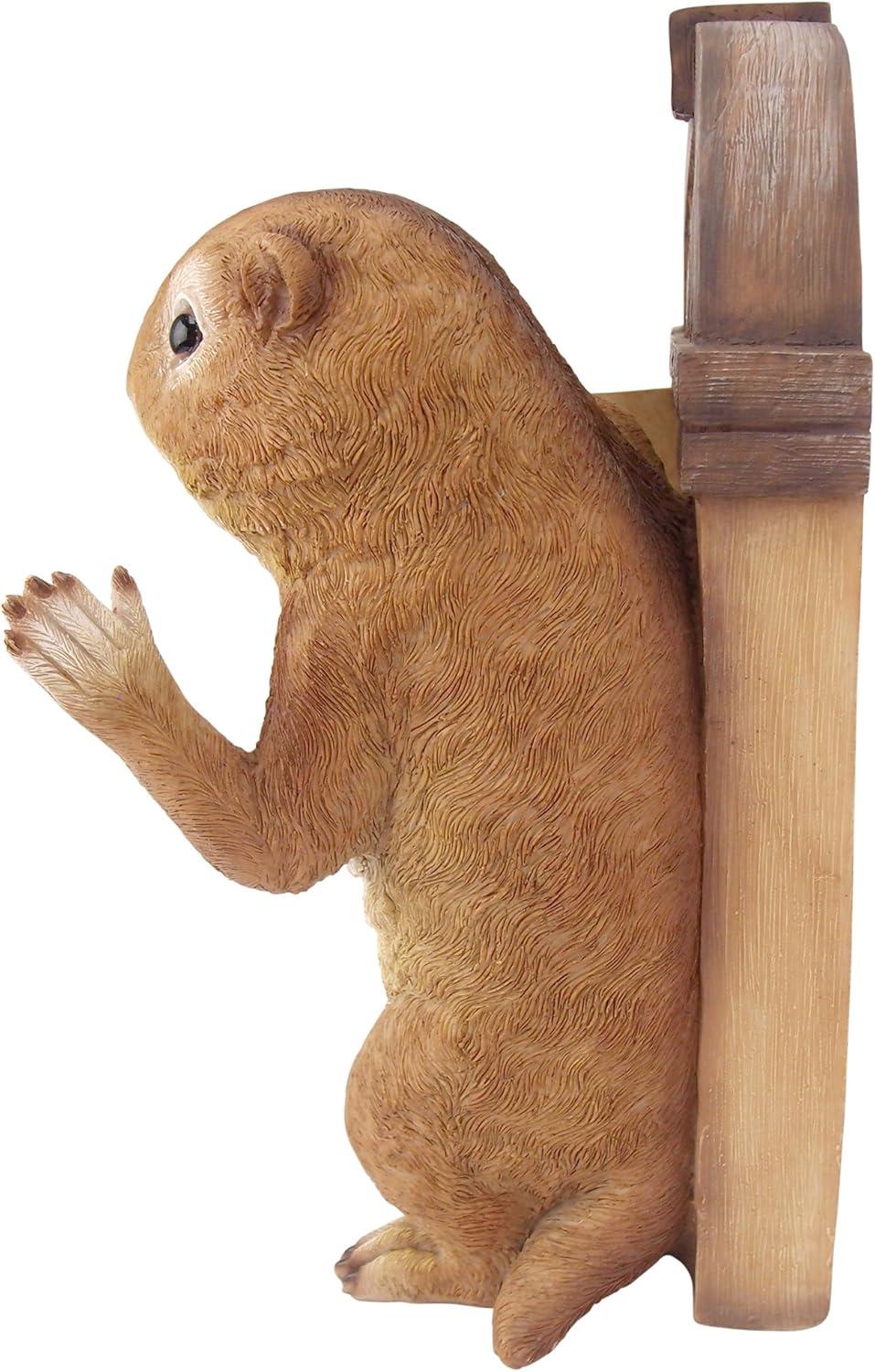 Hand-Painted Brown Resin Squirrel Welcome Door Sculpture