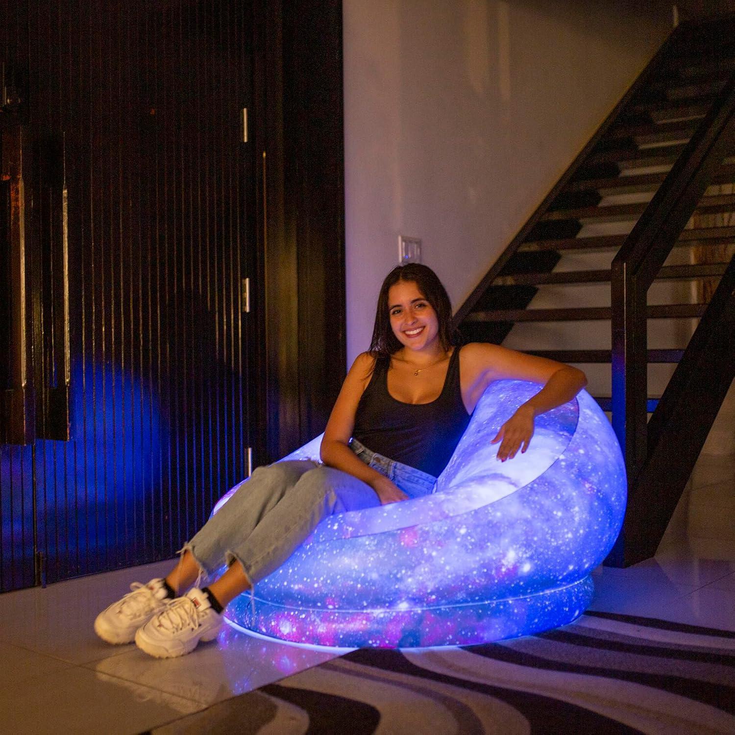 Air Candy Illuminated Inflatable LED Chair (Galaxy Chair Hubble Telescope LED Illuminated Game Chair)