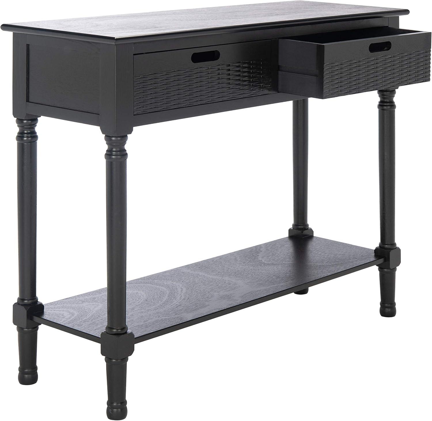 Landers Black Wood 2-Drawer Console Table with Storage