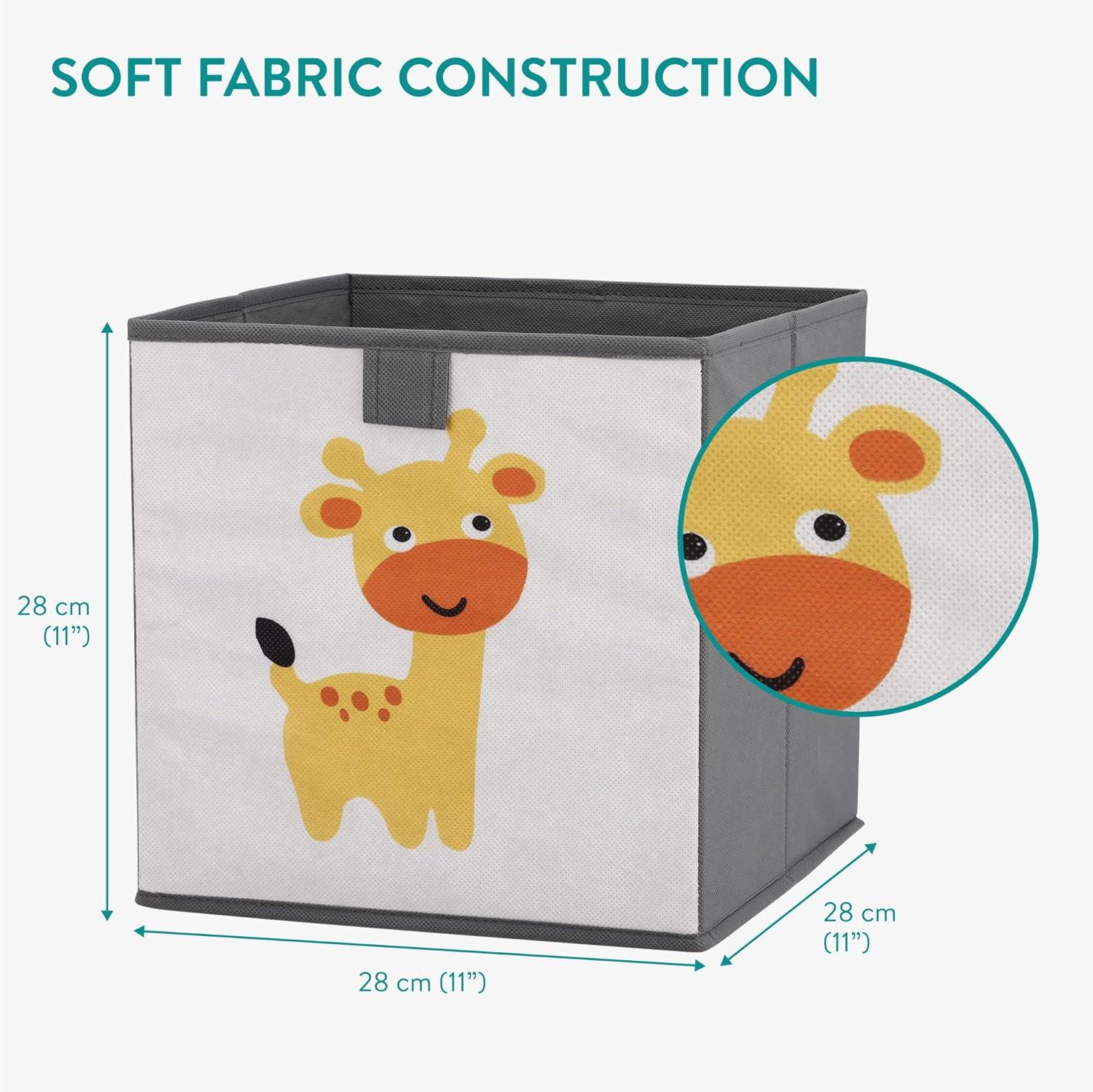 Navaris Kids Storage Cubes (Set of 3) - Storage Boxes 11x11x11" with Animal Designs - Children's Cube Bins Fabric Organizer Bin - Alpaca/Giraffe/Owl