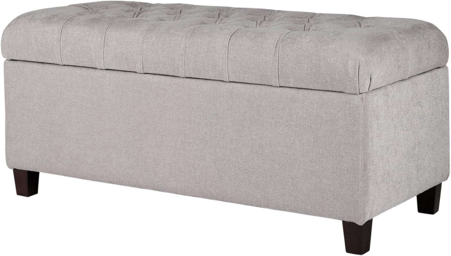 Ainsley Light Gray Tufted Storage Ottoman Bench with Hinged Lid