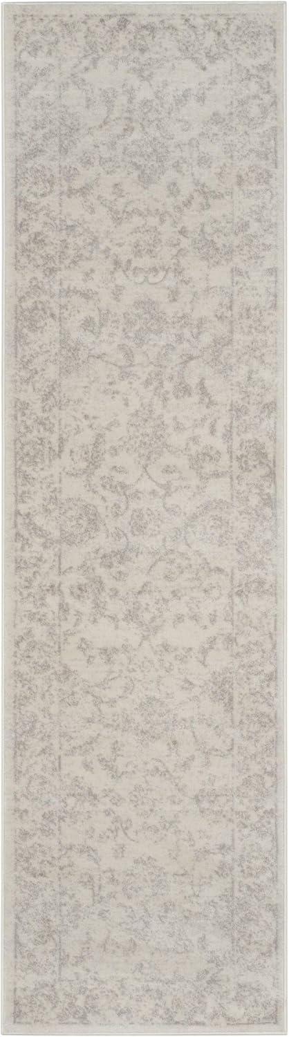 Hand-Knotted Cream & Light Grey Synthetic Runner Rug - 2'3" x 6'