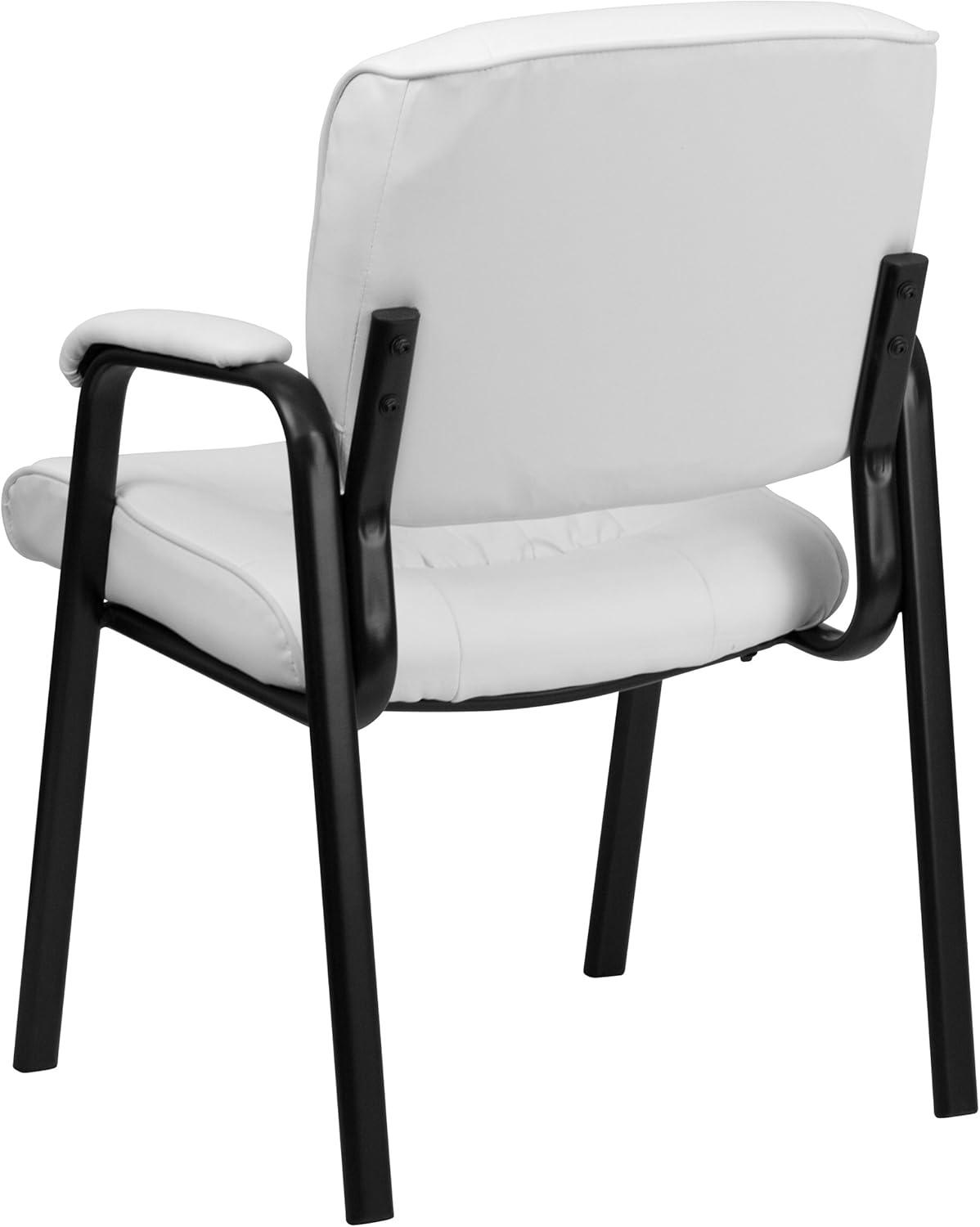 Emma and Oliver White LeatherSoft Executive Reception Chair with Black Metal Frame