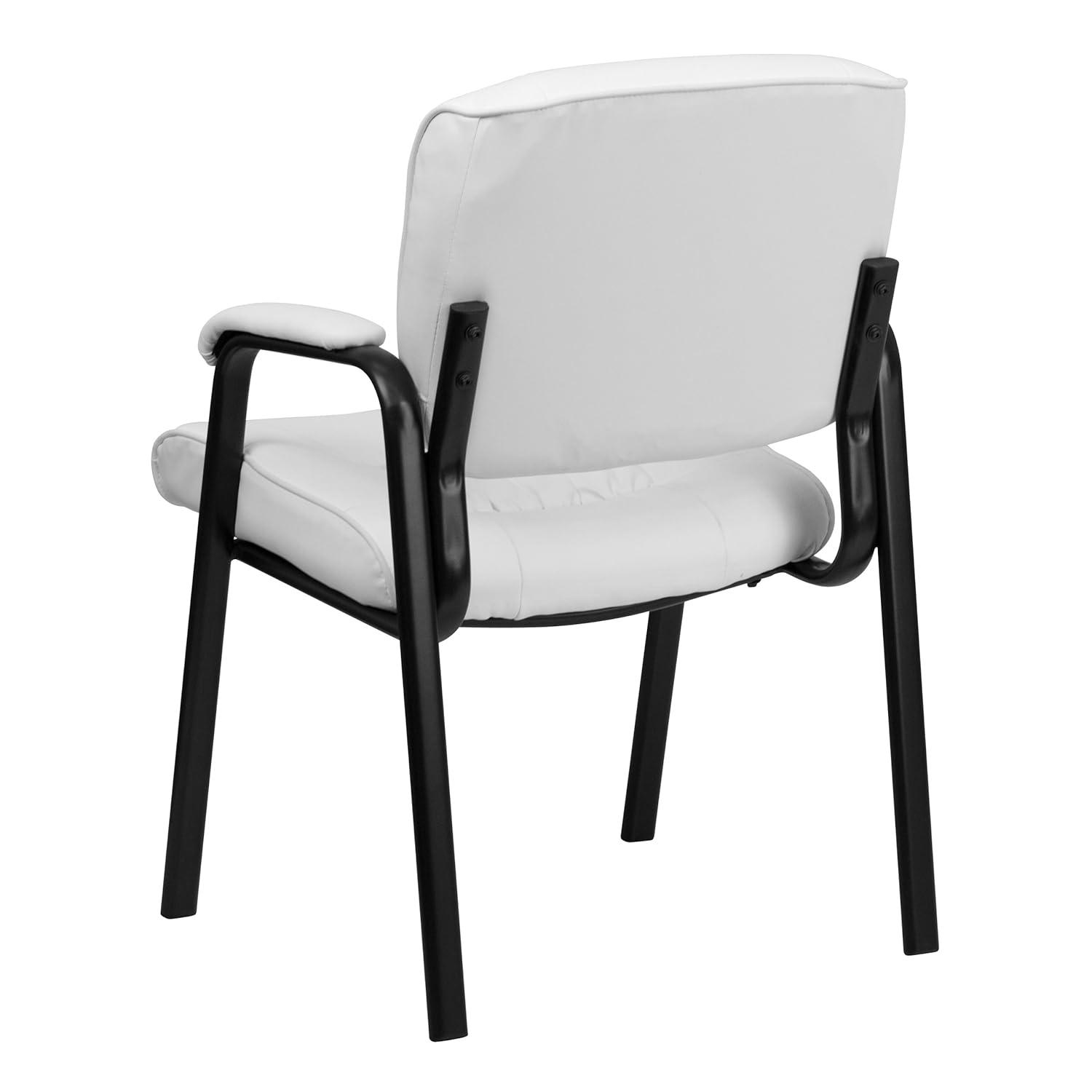 Emma and Oliver White LeatherSoft Executive Reception Chair with Black Metal Frame