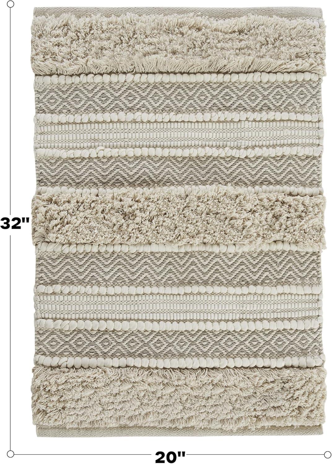 Asher Woven Textured Striped Bath Rug - Ink+Ivy