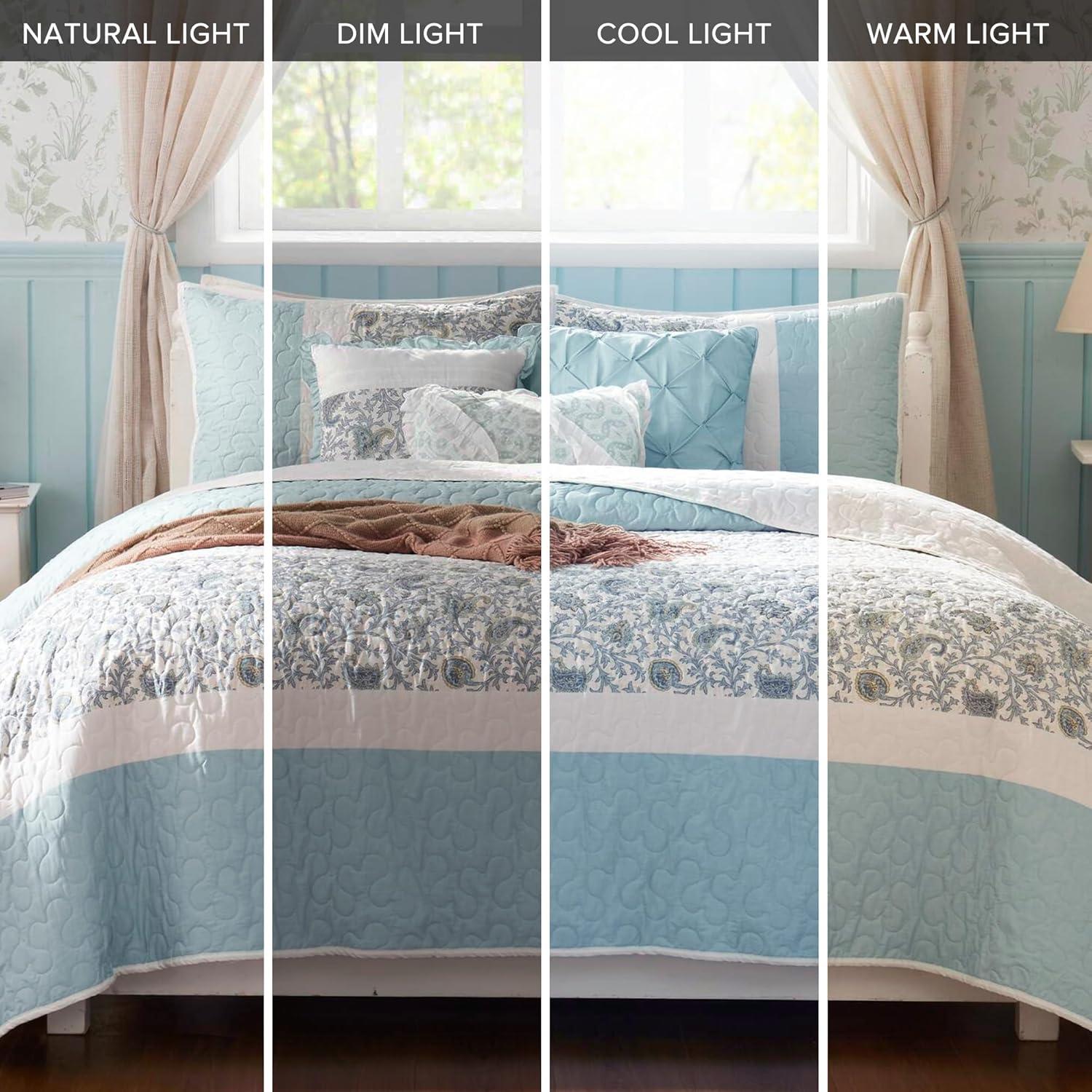 Madison Park Dawn 6 Piece Cotton Percale Quilt Set with Throw Pillows