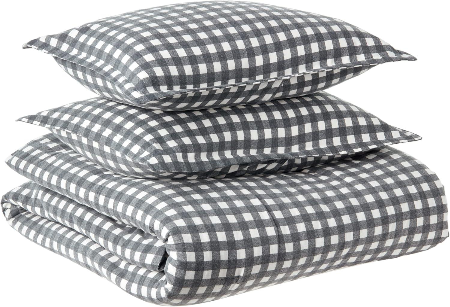 Eddie Bauer Eddie Bauer Preston Grey Cotton Flannel Reversible Comforter Set