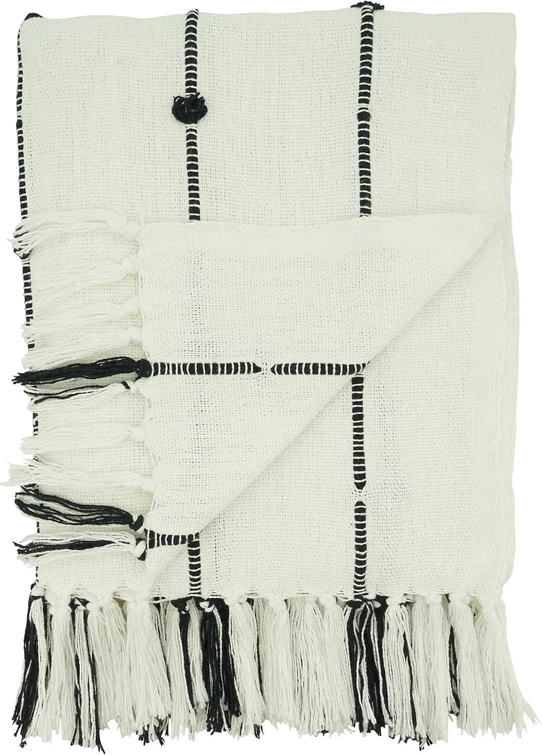 Saro Lifestyle Cotton Throw With Knotted Design