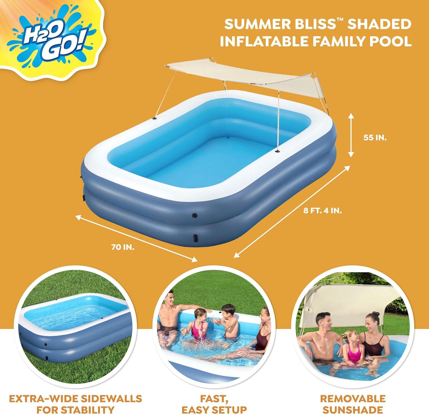Bestway Plastic Rectangle Inflatable Pool 55'' H x 70'' W x 100'' L