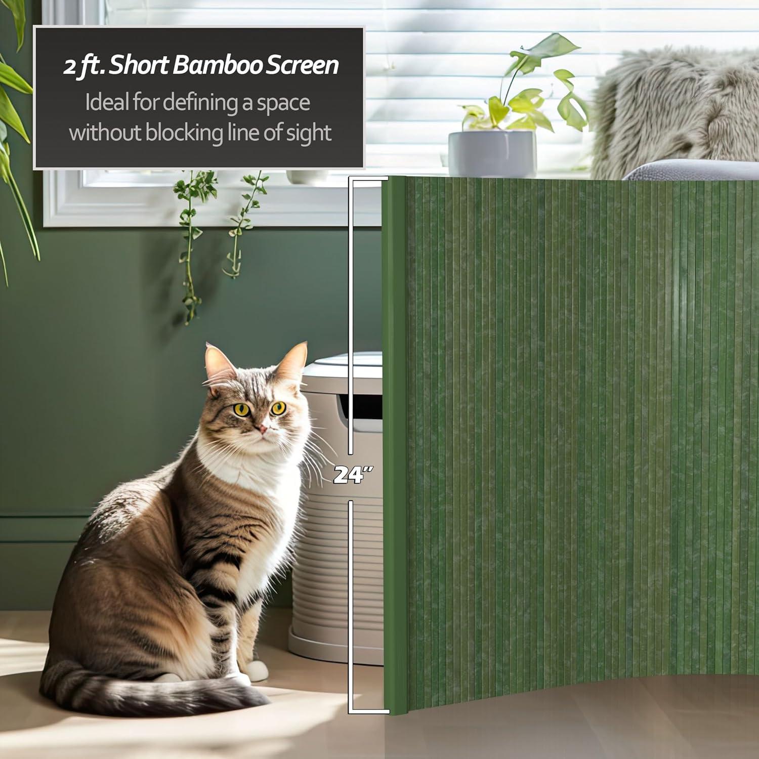 2 ft. Short Bamboo Wave Screen - Distressed Green
