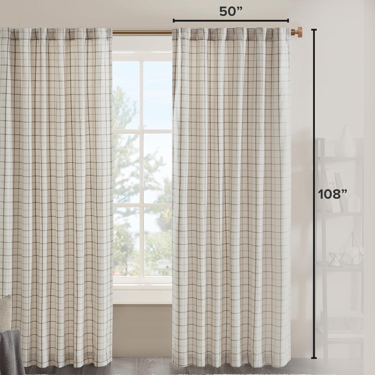 Anaheim Woven Plaid Room Darkening Thermal Fleece Lined Single Curtain Panel